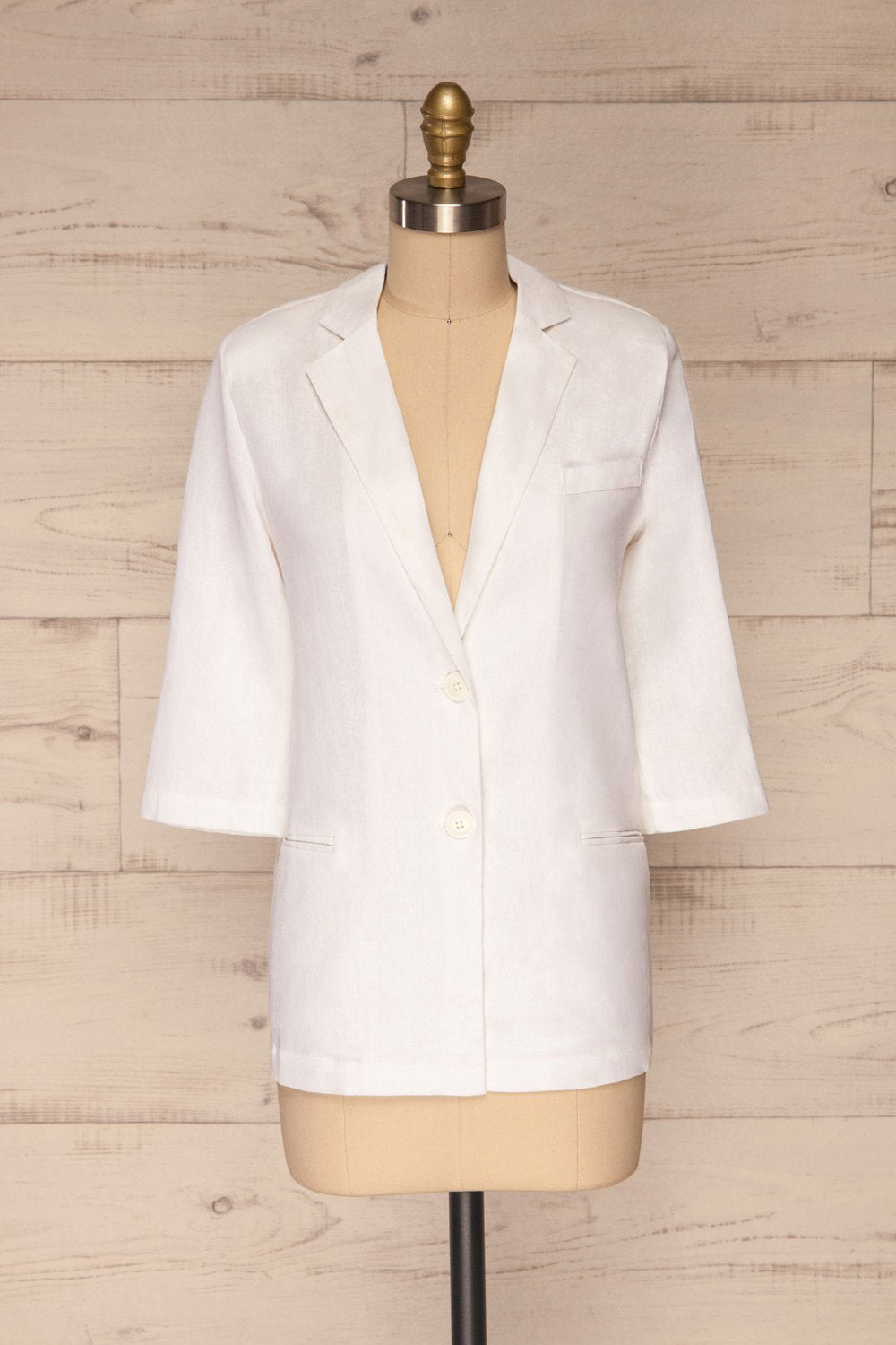 Herisau White 3/4 Sleeve Blazer | La petite garçonne