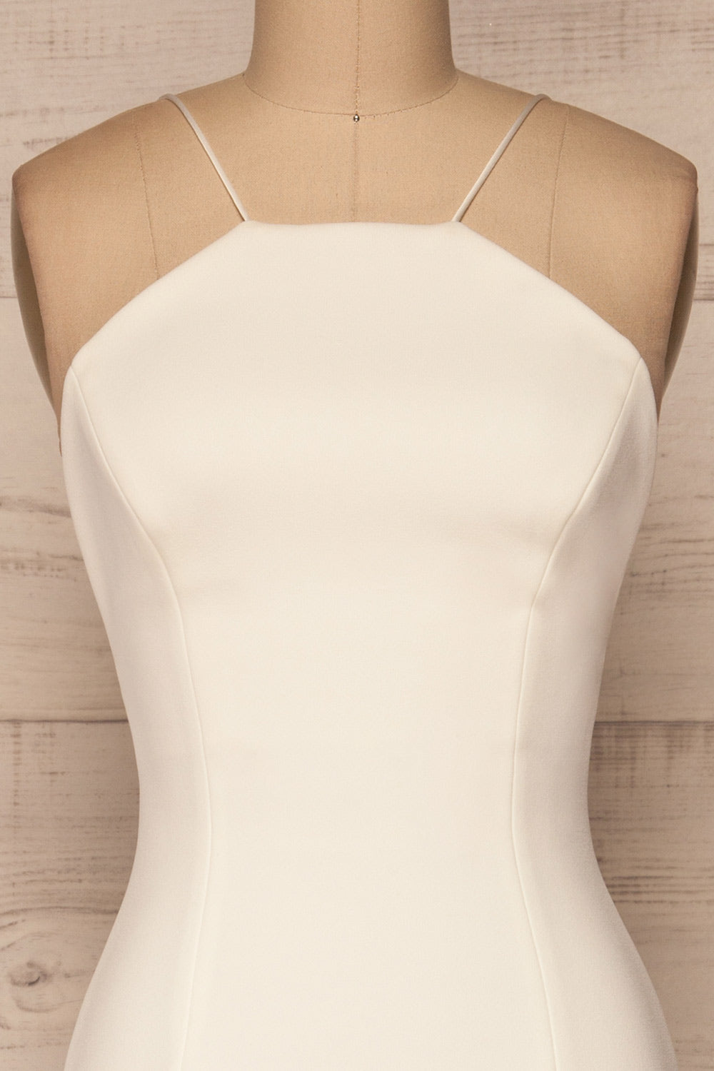 Hivda Ivory Midi Dress | Robe Ivoire | La Petite Garçonne front close-up