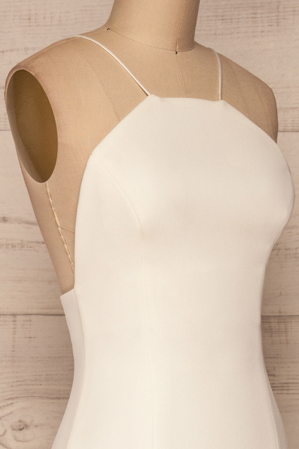 Hivda Ivory Midi Dress | Robe Ivoire | La Petite Garçonne side close-up