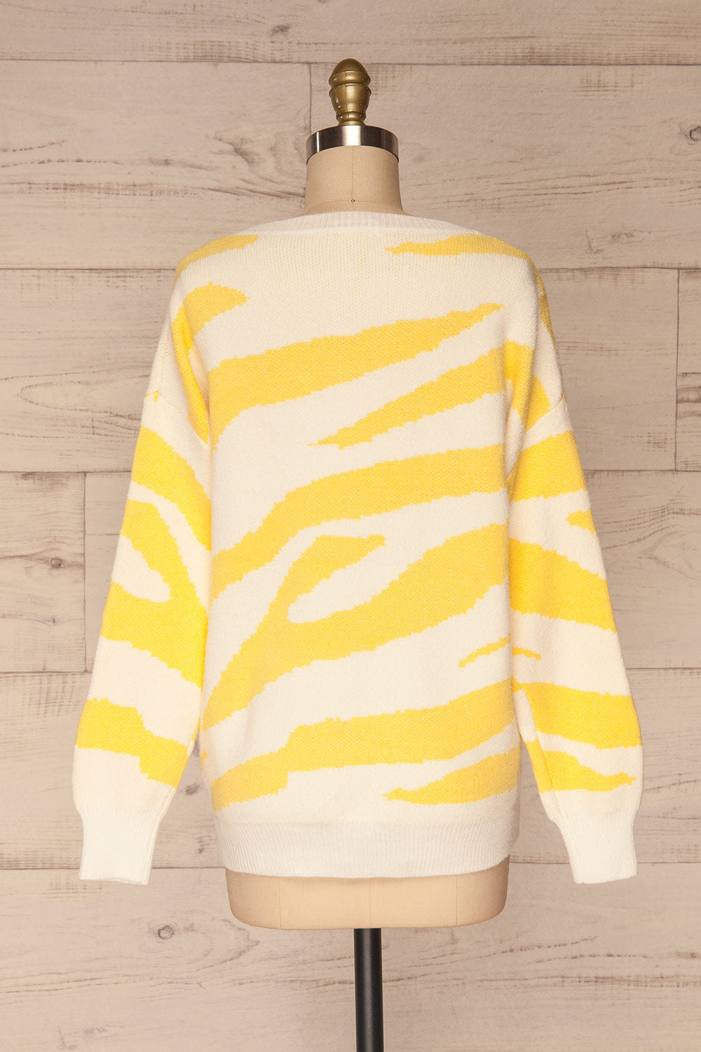 Hojuela Yellow Zebra Patterned Sweater | La petite garçonne back view 