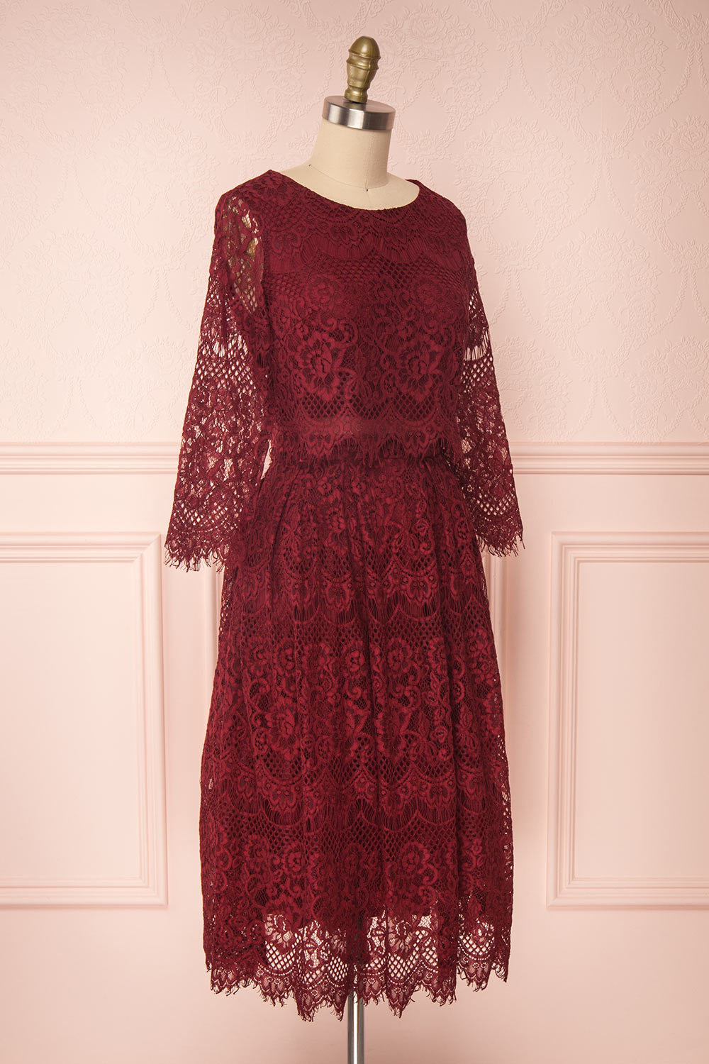 Holger Burgundy Lace A-Line Cocktail Dress | Boutique 1861 3