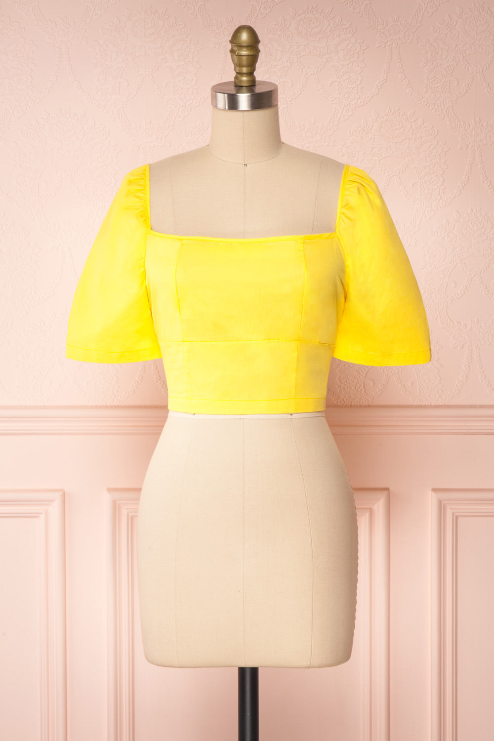 Hosanna Yellow Short Sleeve Crop Top | Boutique 1861 front view