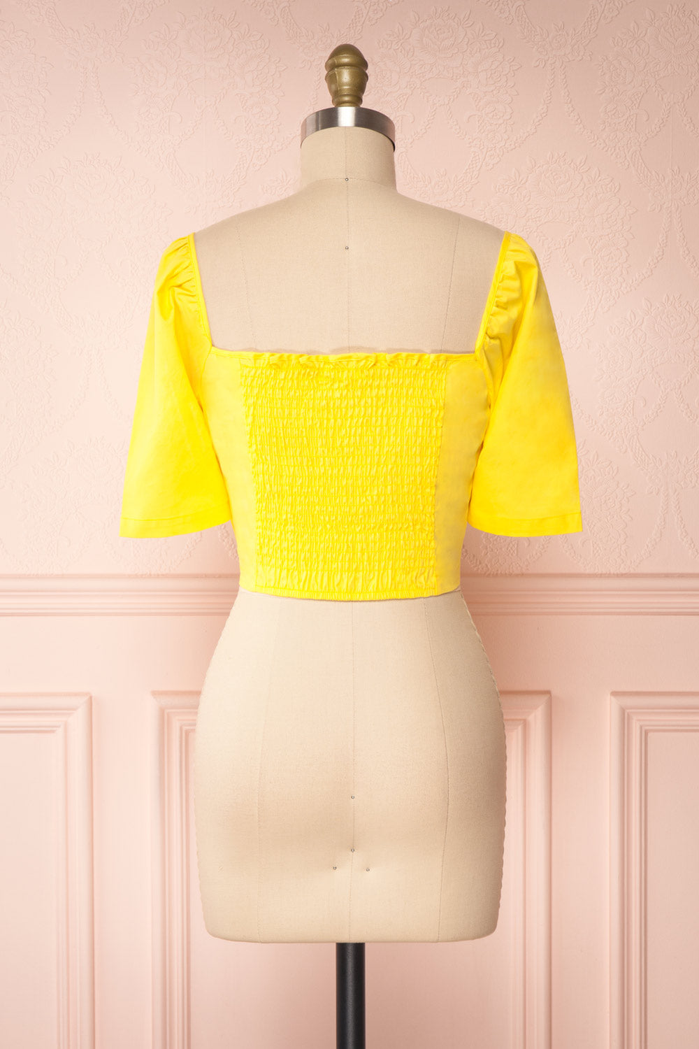 Hosanna Yellow Short Sleeve Crop Top | Boutique 1861 back view