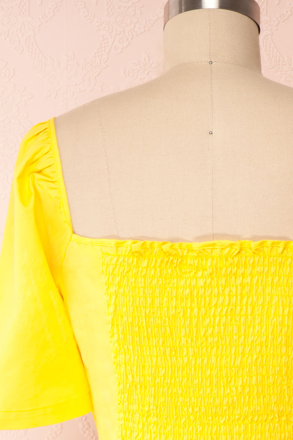 Hosanna Yellow Short Sleeve Crop Top | Boutique 1861 back close up