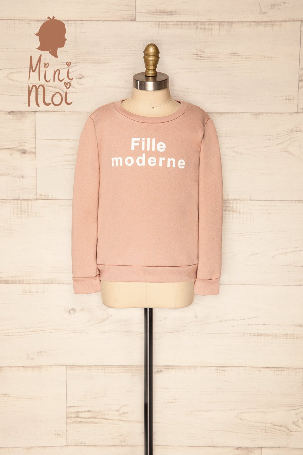 Hostka Pétale Mini Kids Taupe Sweater with Text | La Petite Garçonne