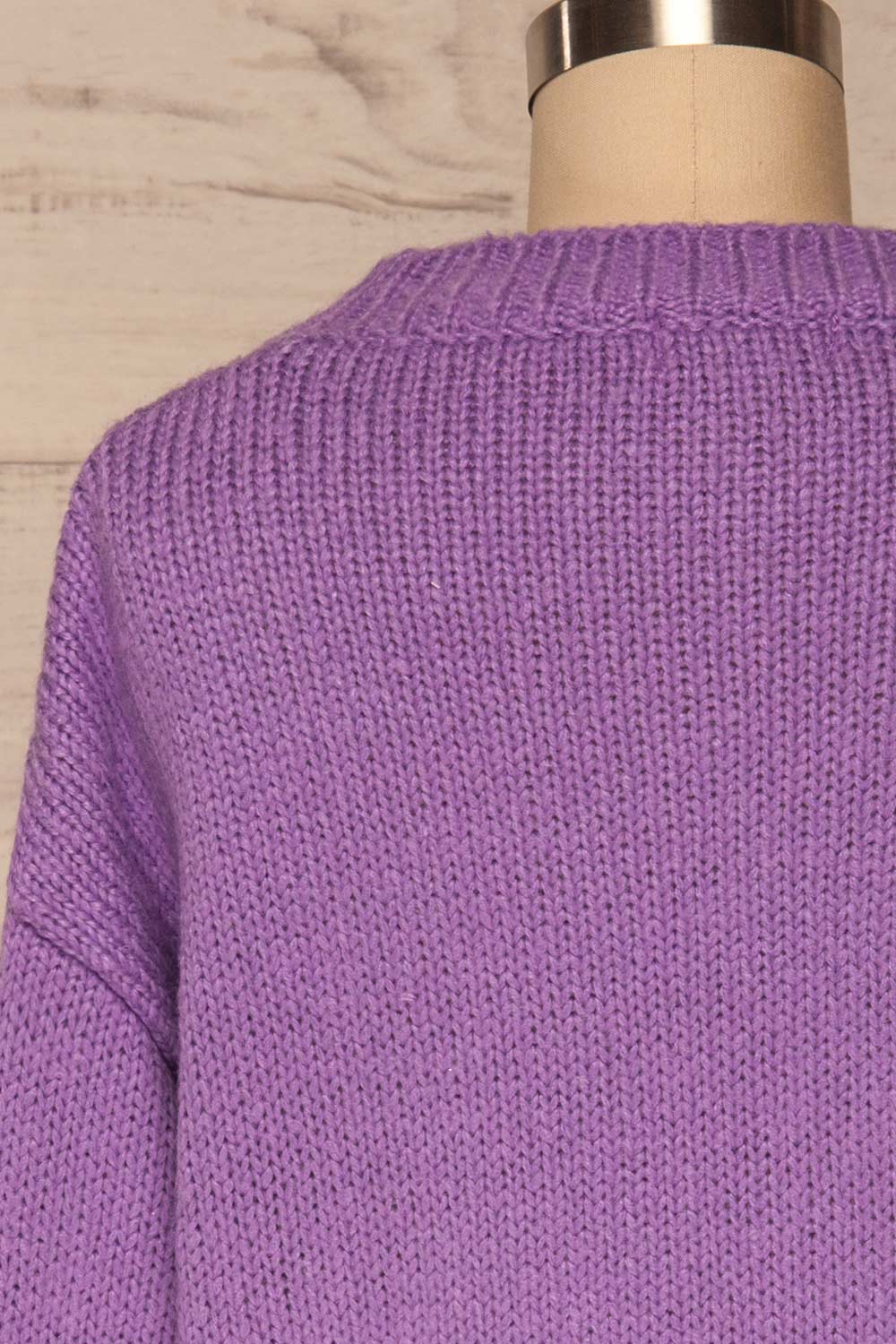 Huesca Purple Pompom Knitted Sweater | La petite garçonne back close up