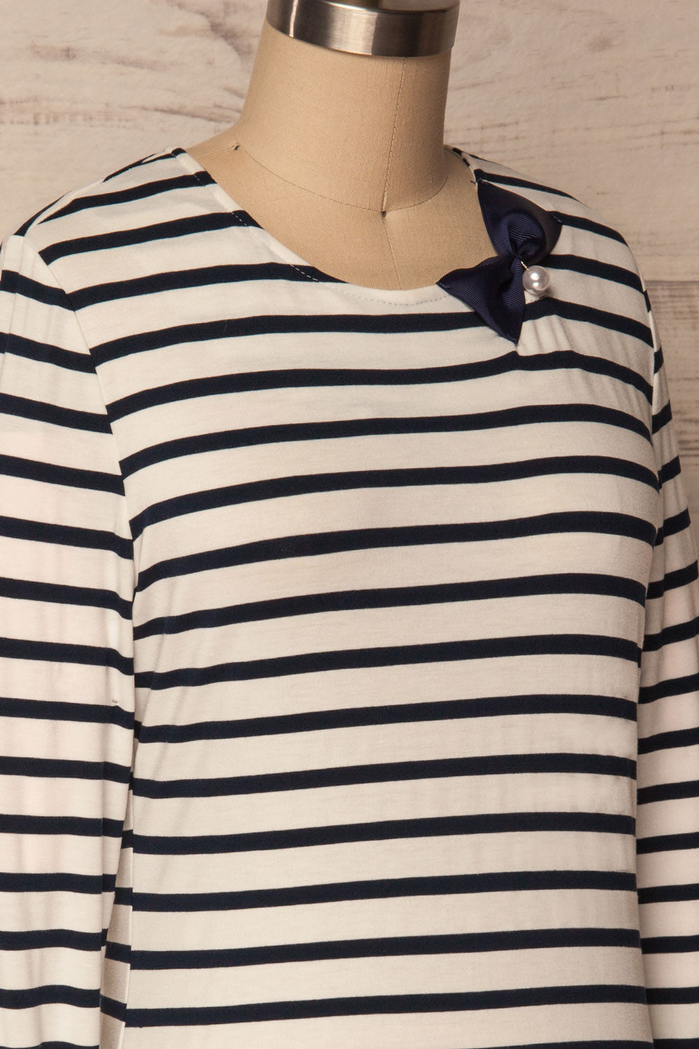 Husinec Navy Blue & White Striped Top with Bow | La Petite Garçonne 4