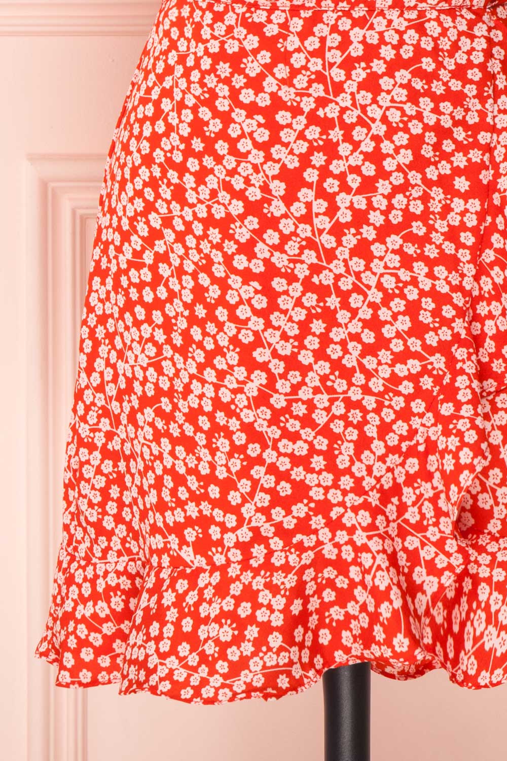 Hyemi Fire Red & White Floral Summer Wrap Dress | Boutique 1861
