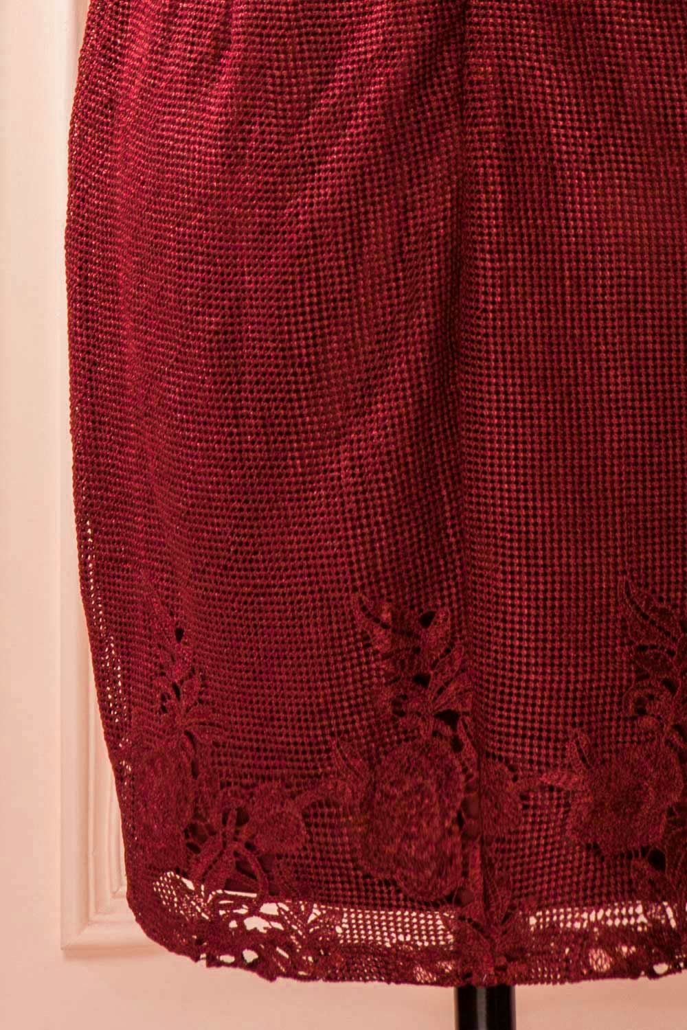 Ilde Burgundy Crocheted Lace Plus Size Cocktail Dress | Boutique 1861