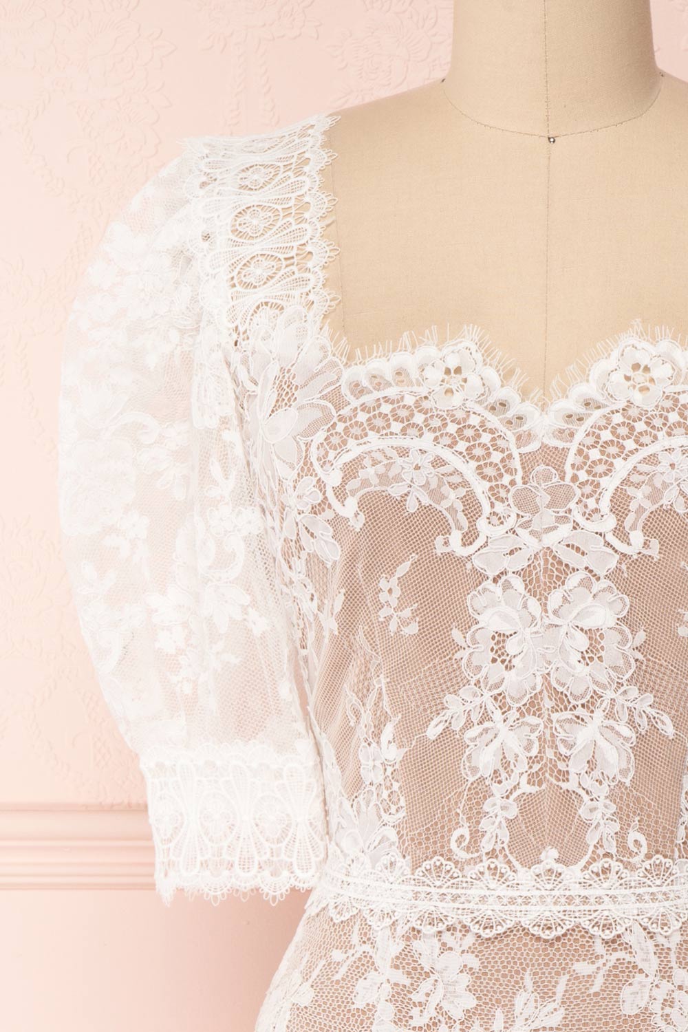 Ileana White Lace Short Fitted Bridal Dress | Boudoir 1861