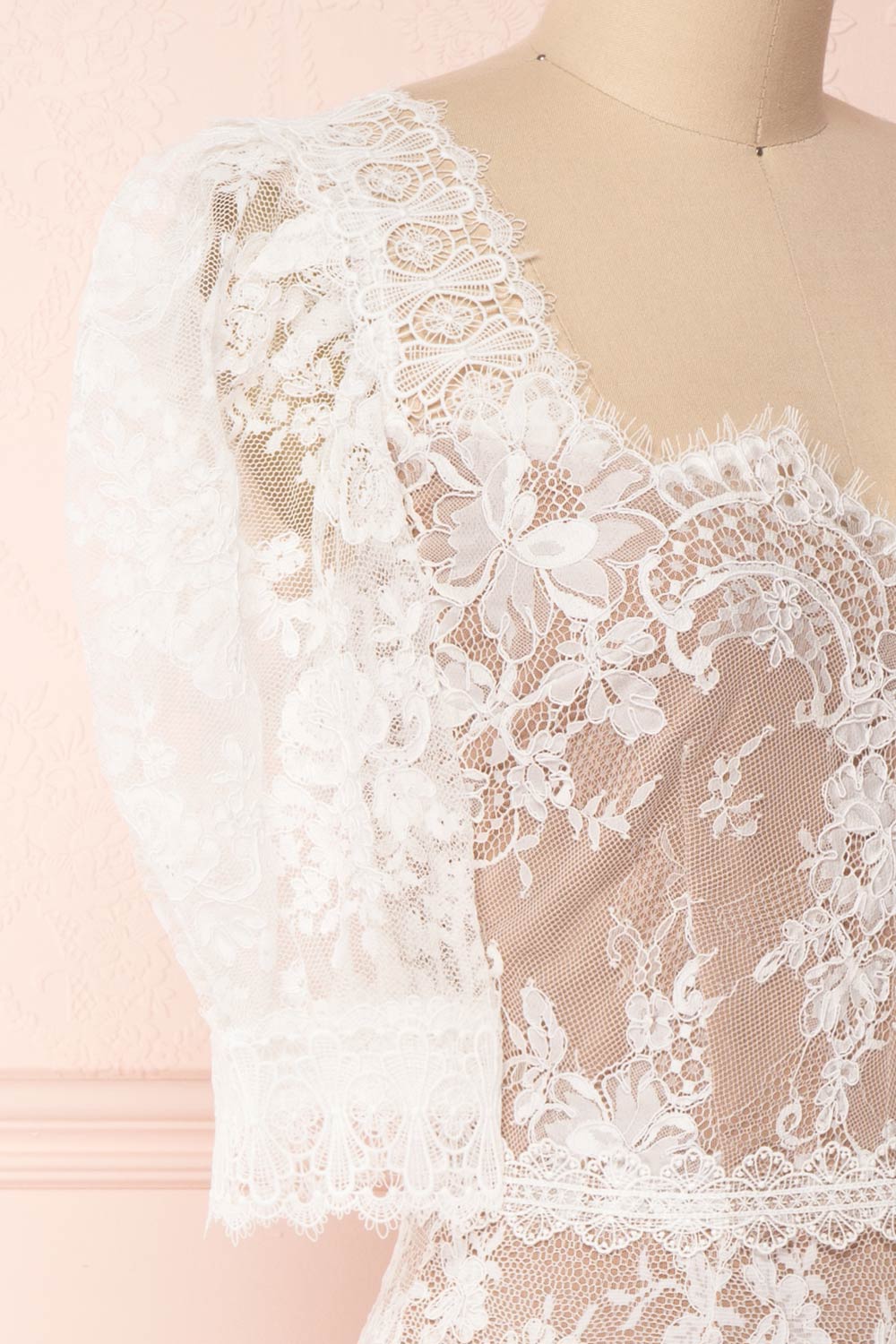 Ileana White Lace Short Fitted Bridal Dress | Boudoir 1861