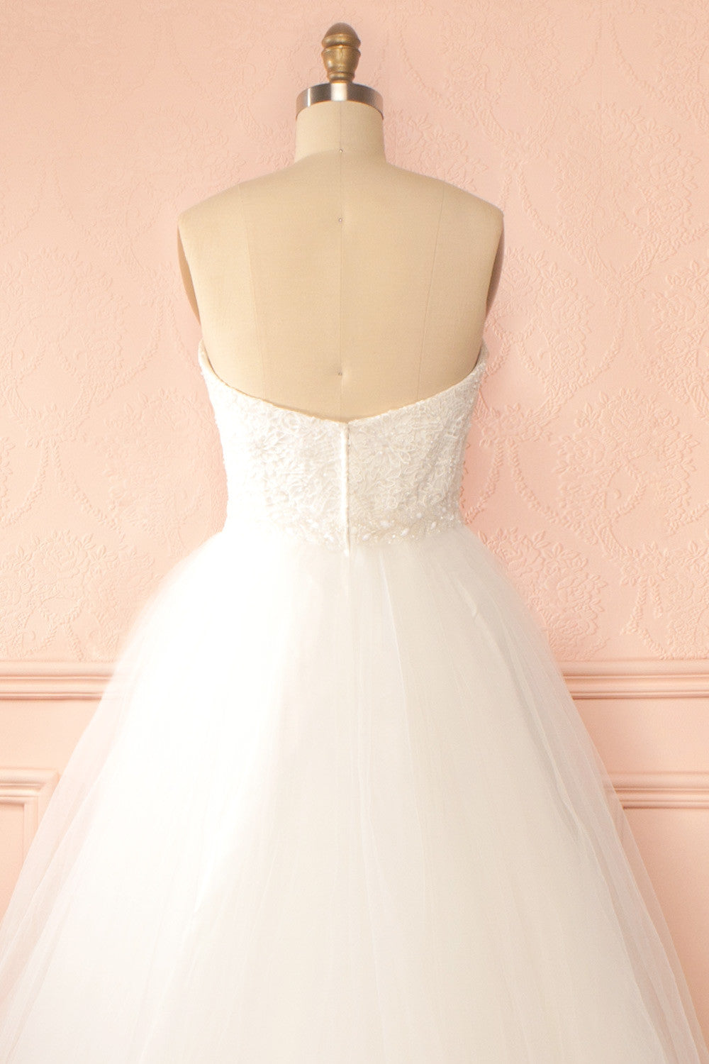 Isabella - White tulle and beaded lace bust bridal gown