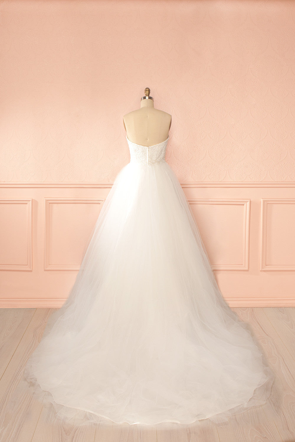 Isabella - White tulle and beaded lace bust bridal gown