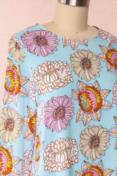 Ivette Colourful Floral Print Short Dress | Boutique 1861 side close up