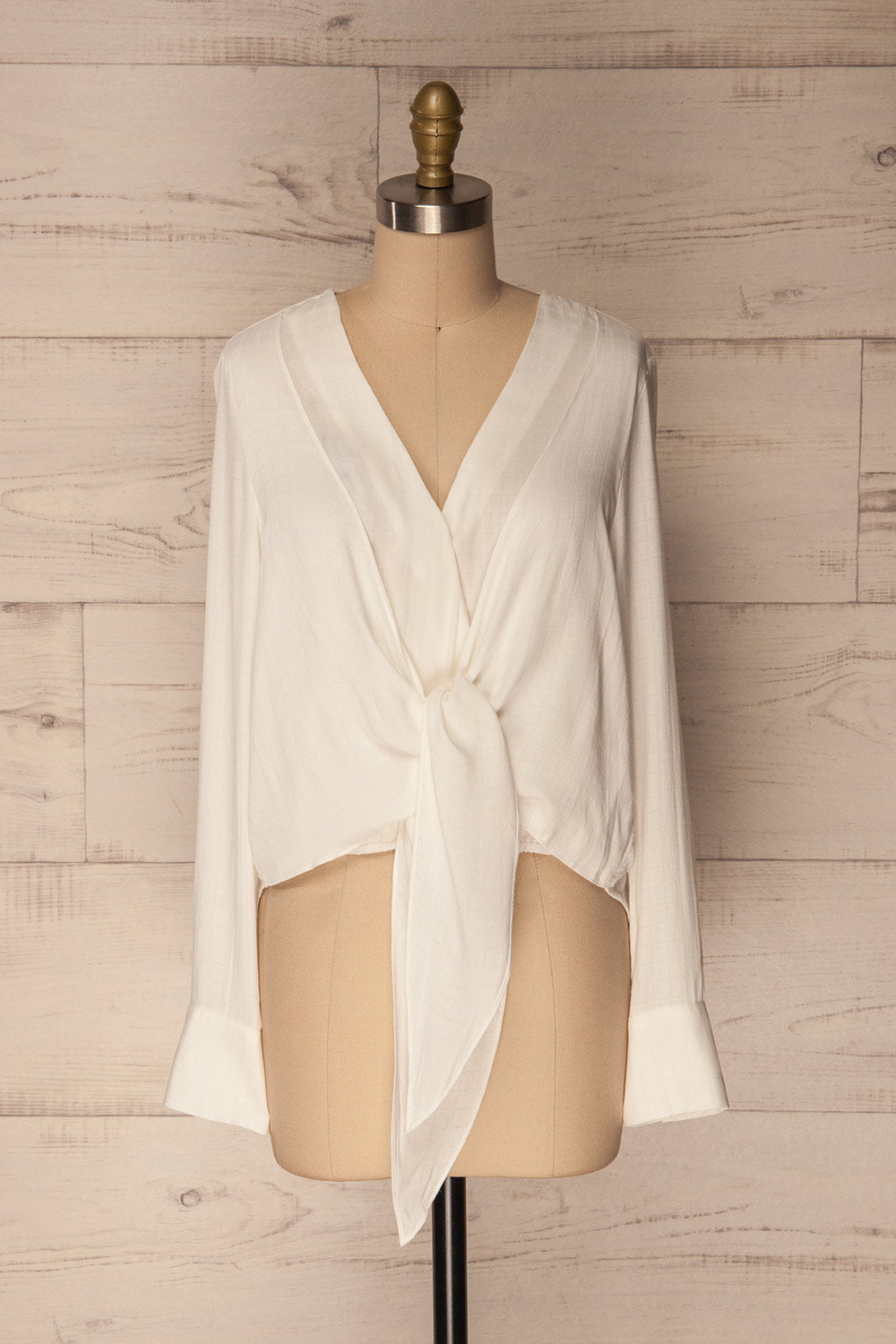 Izbica Ivory Wrap Neckline Blouse with Tie | La Petite Garçonne 3
