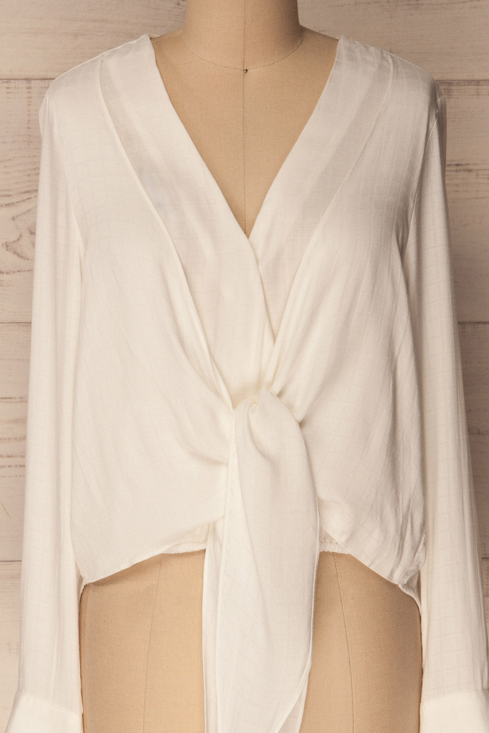 Izbica Ivory Wrap Neckline Blouse with Tie | La Petite Garçonne 2