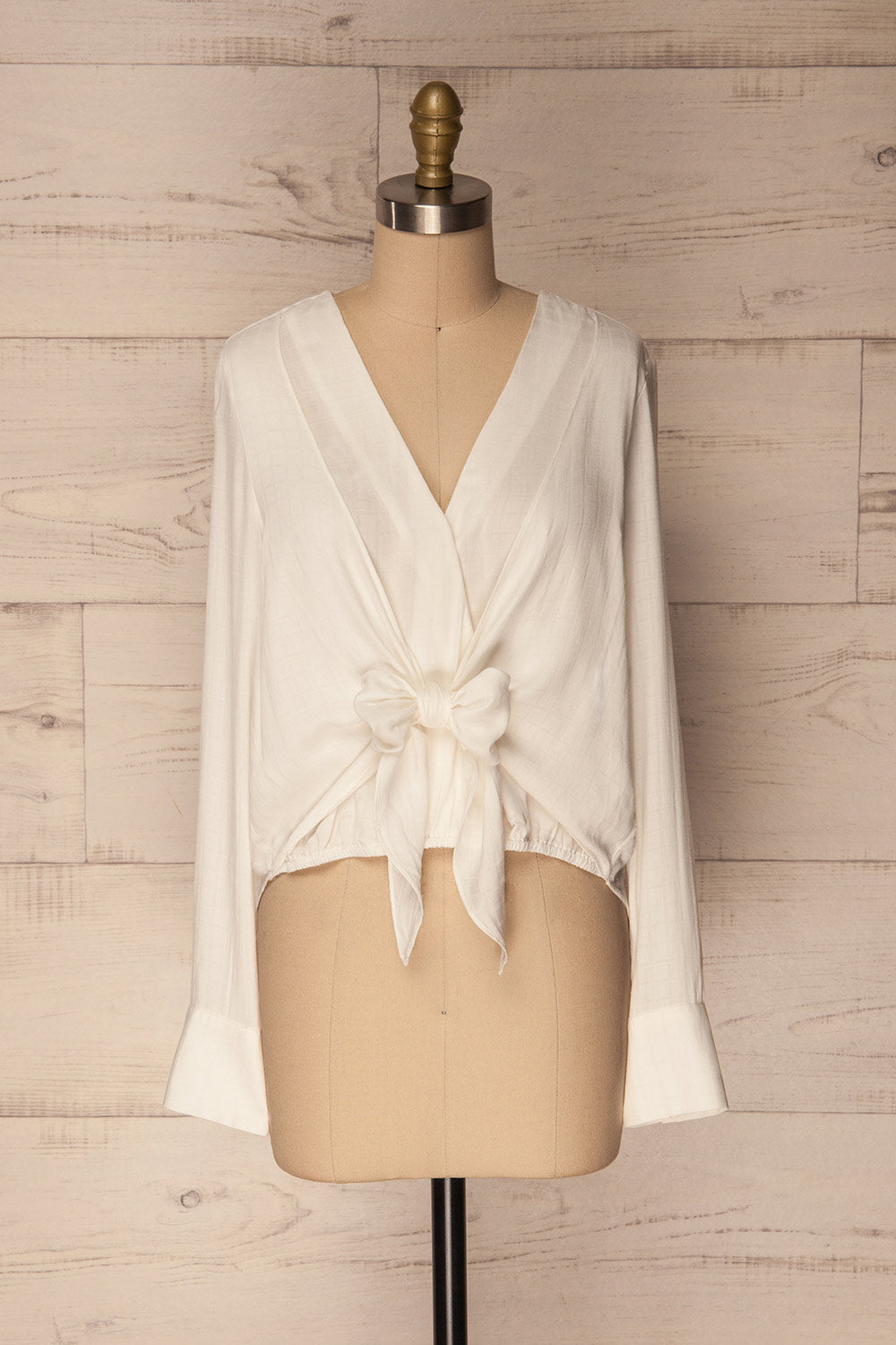 Izbica Ivory Wrap Neckline Blouse with Tie | La Petite Garçonne 5