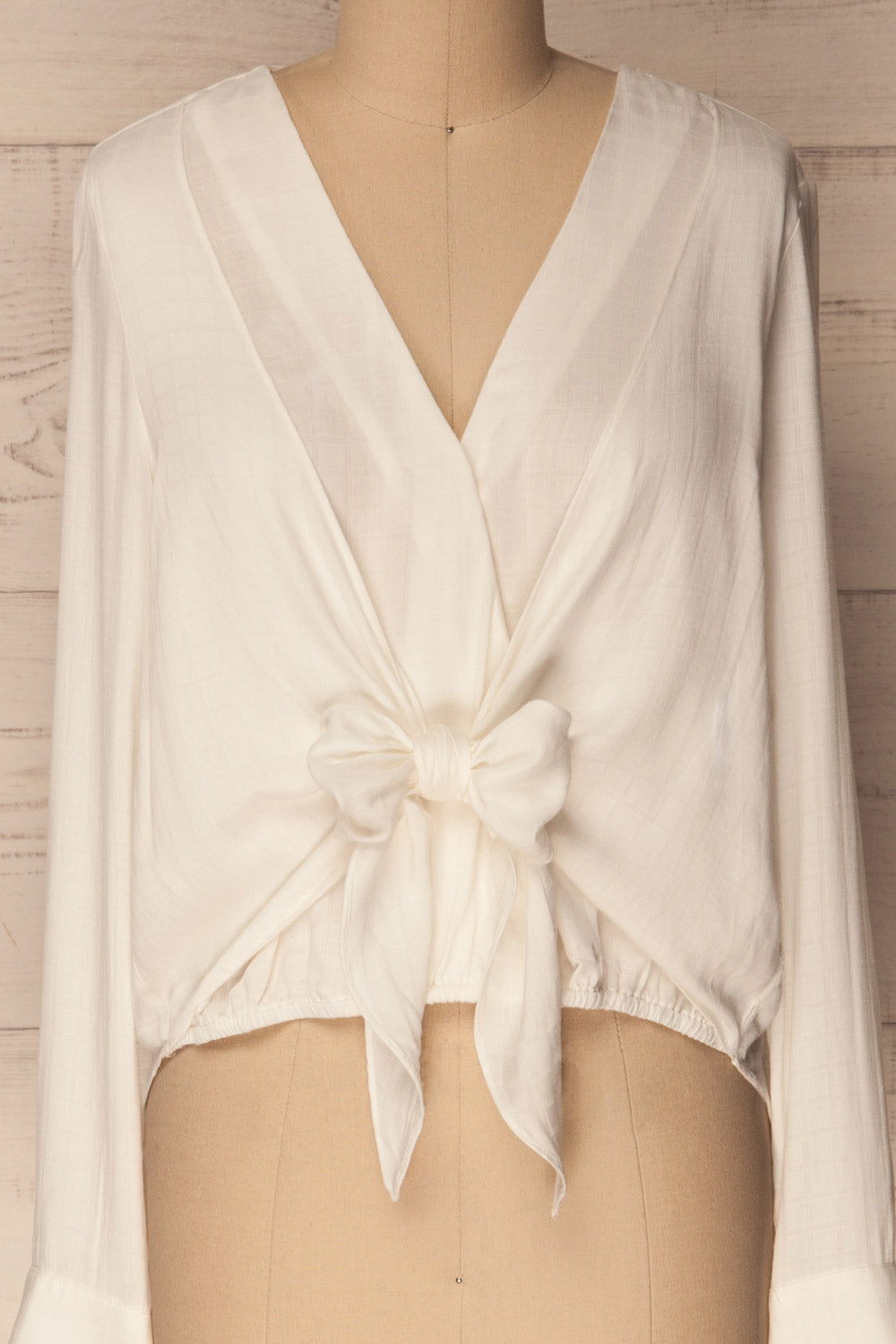 Izbica Ivory Wrap Neckline Blouse with Tie | La Petite Garçonne 6