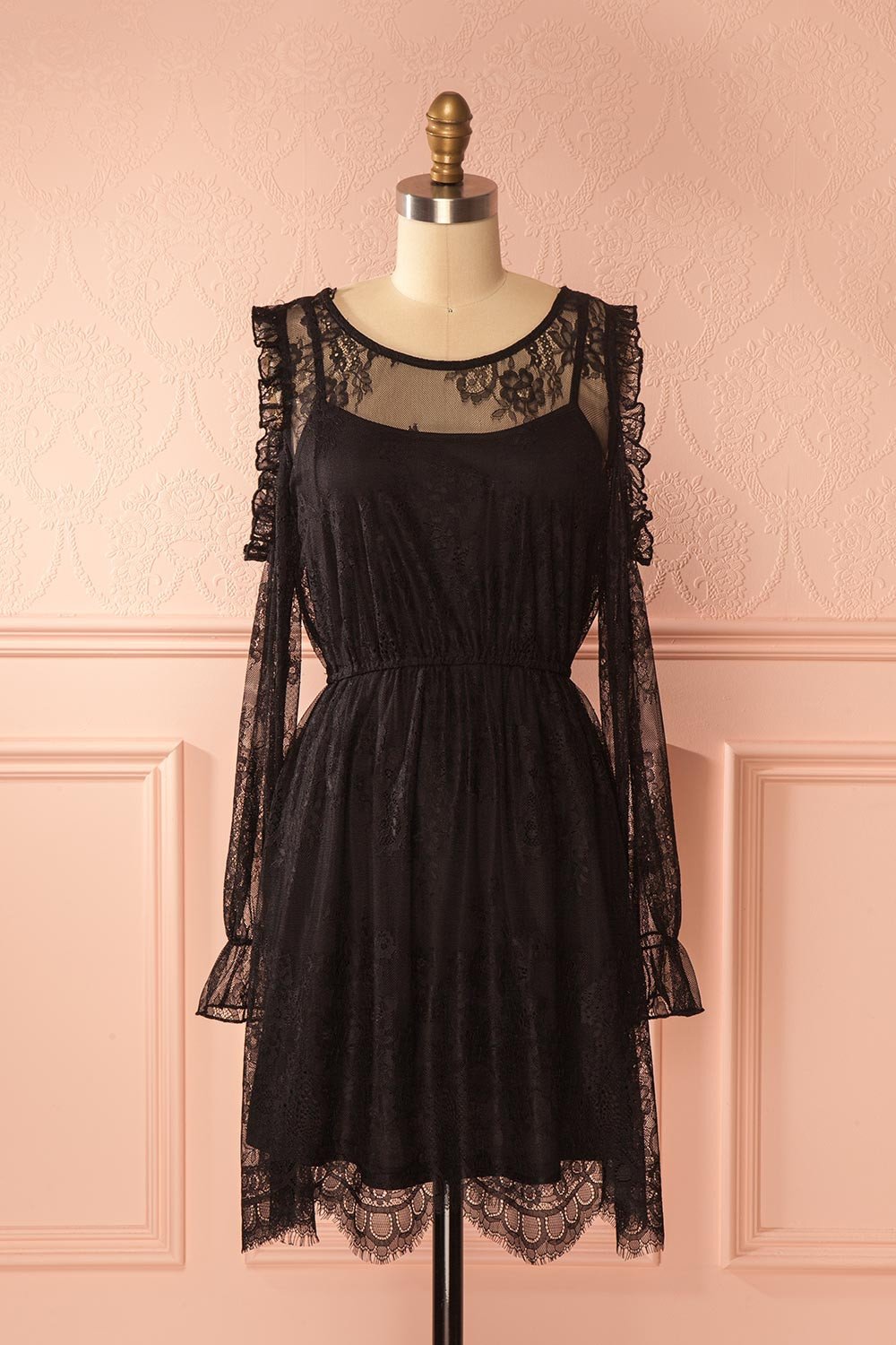 Izzati Storm Black Lace Dress with Slip | Boutique 1861