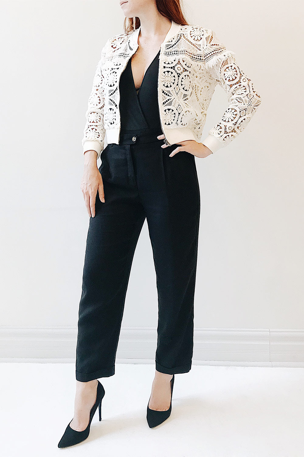 Clemance Cream Openwork Lace Bomber Jacket | La Petite Garçonne 2