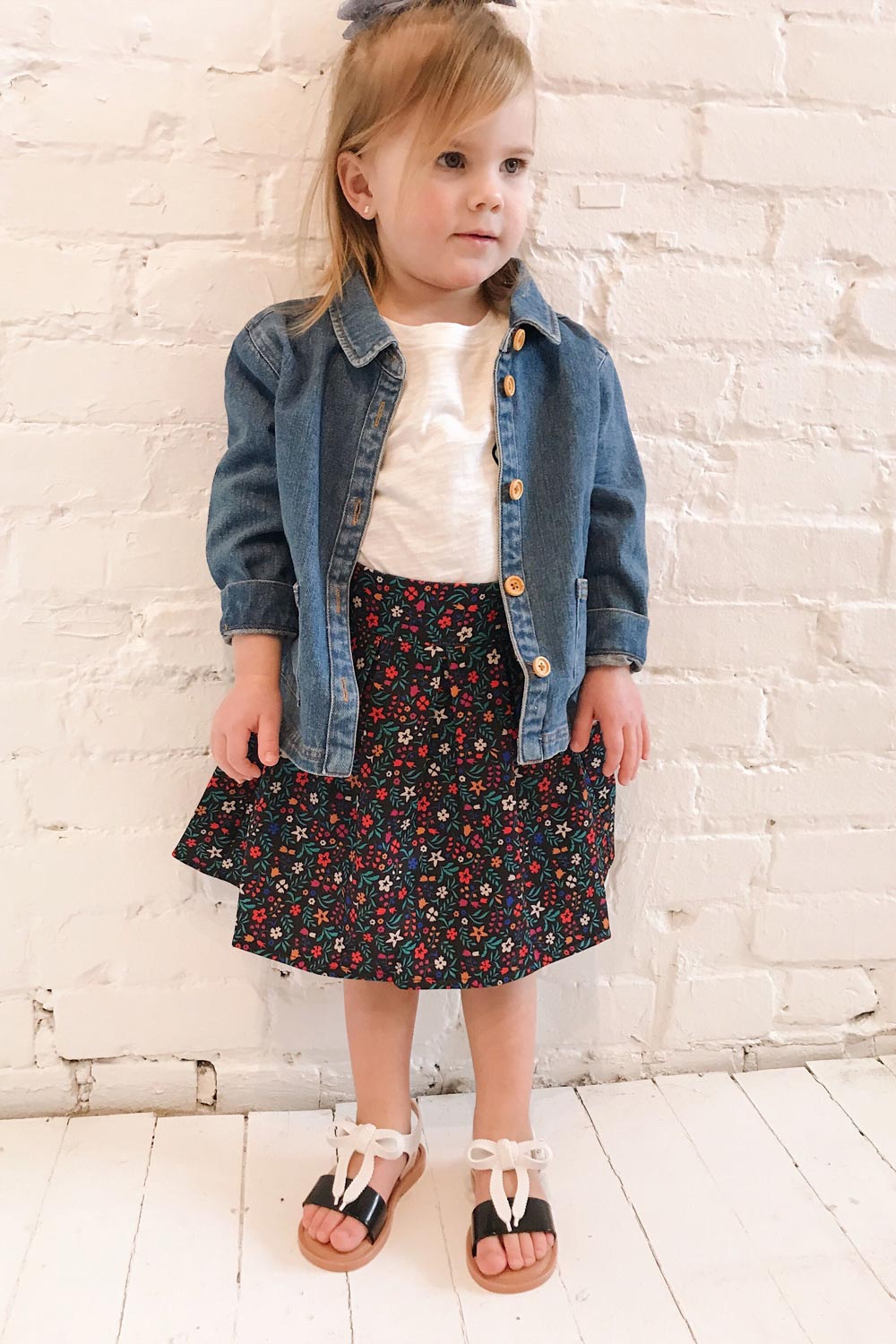 Xonville Mini Blue Kids Denim Jacket | La Petite Garçonne model look