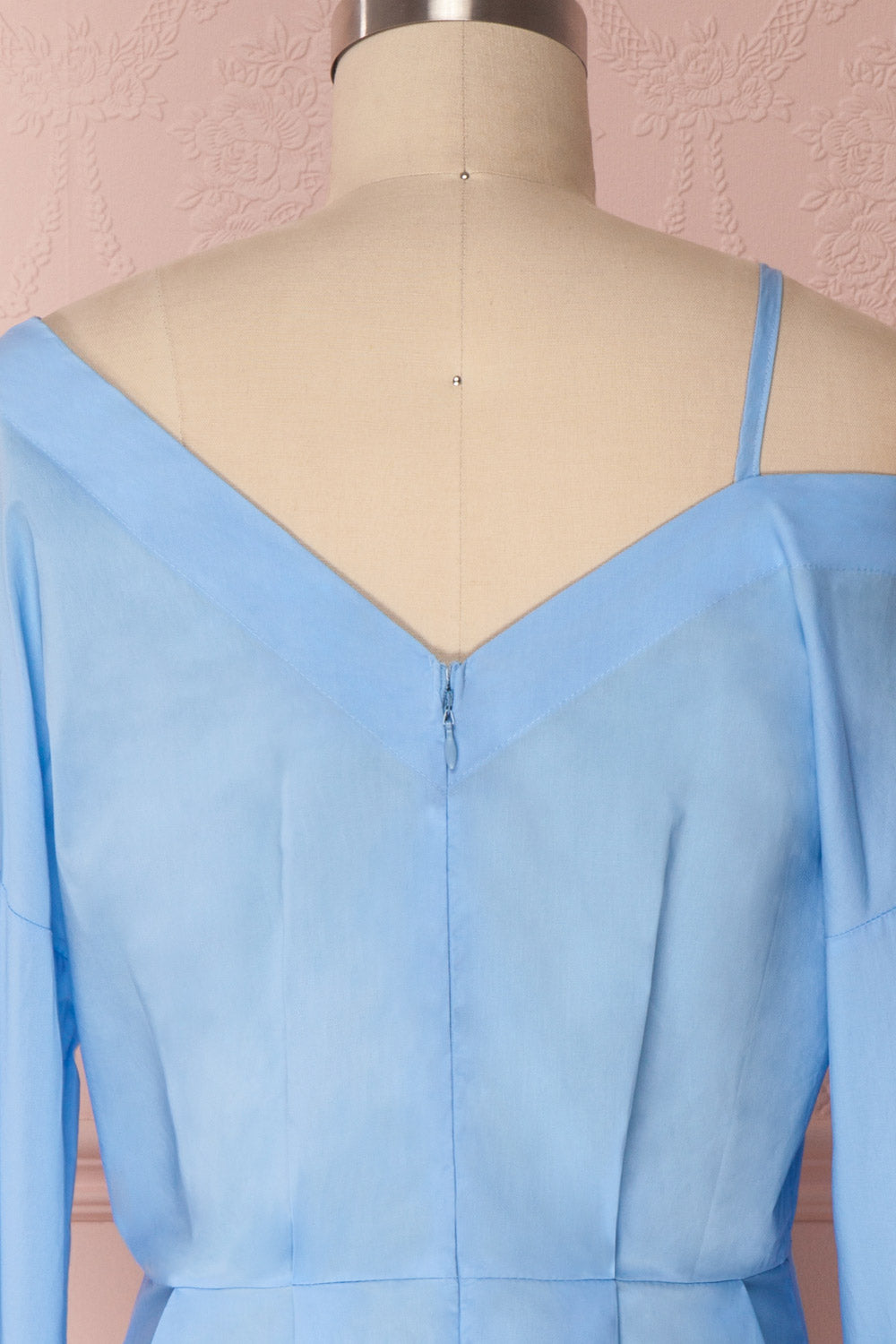 Jaina Light Blue Peplum Blouse with Pearls Buttons | Boutique 1861 7