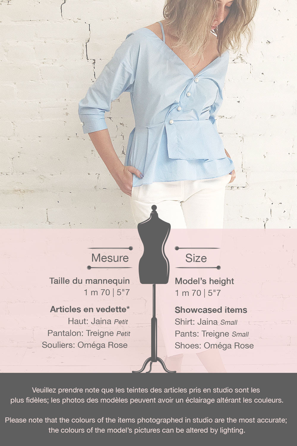 Jaina Light Blue Peplum Blouse with Pearls Buttons | Boutique 1861 11
