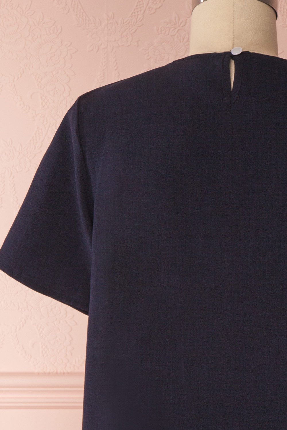 Jehane Loose Navy T-Shirt with Pink Bows & Pearls | Boutique 1861 7