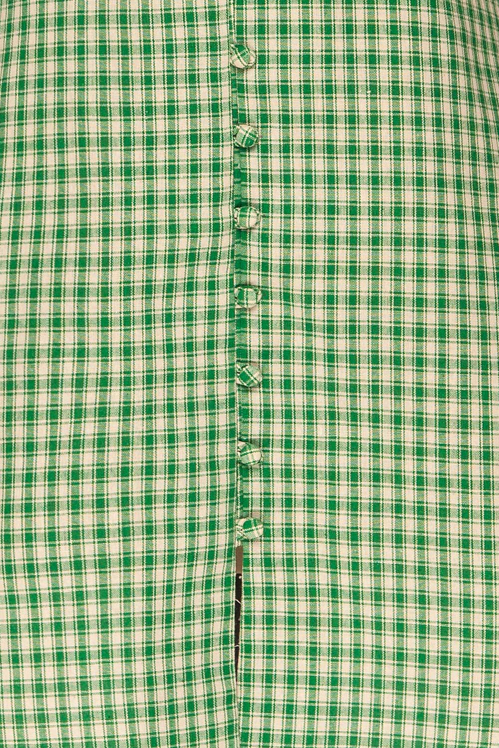 Jirina Green Gingham Short Dress | La petite garçonne fabric