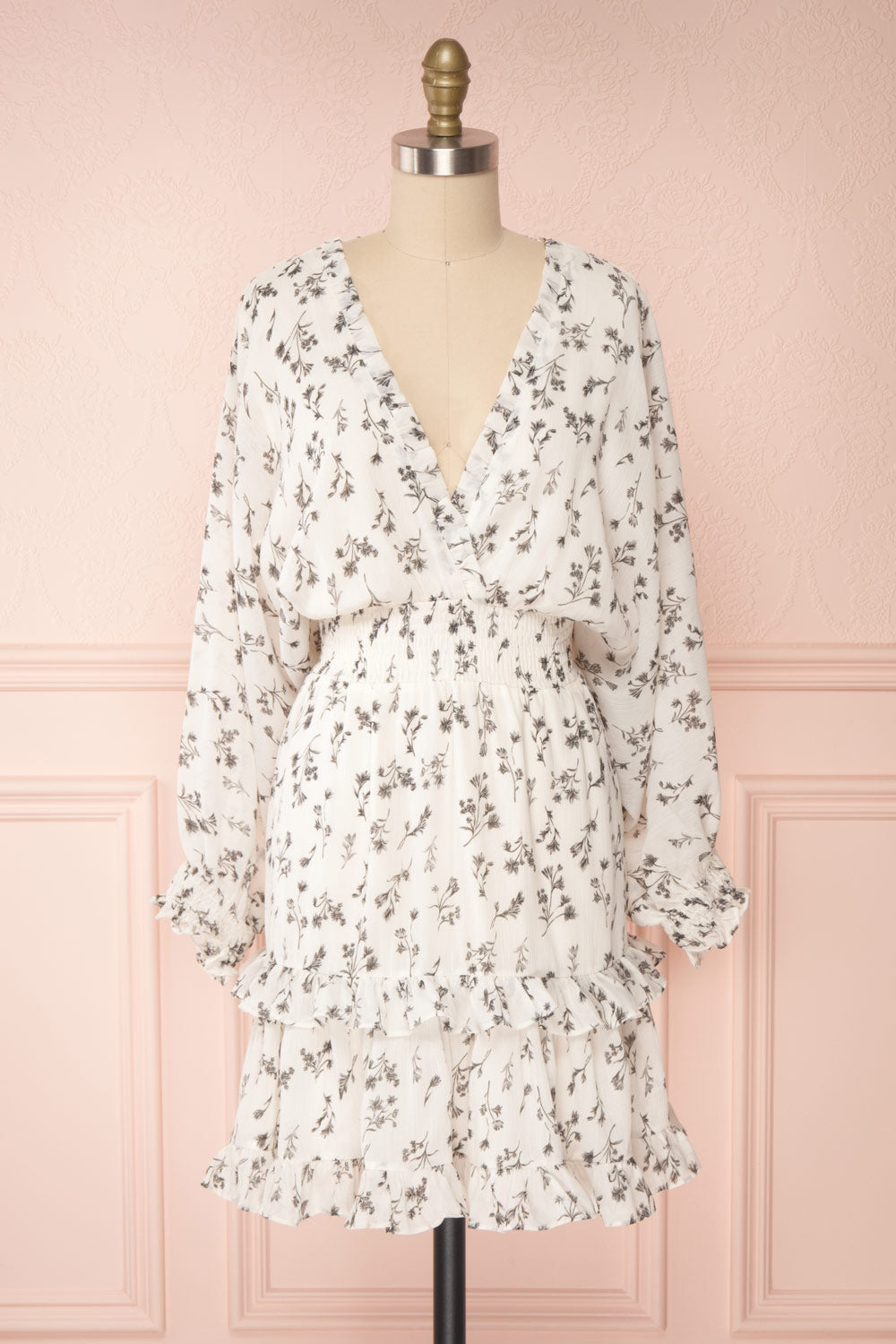 Joanie White Puffy Sleeve Floral Dress | Boutique 1861 bottom