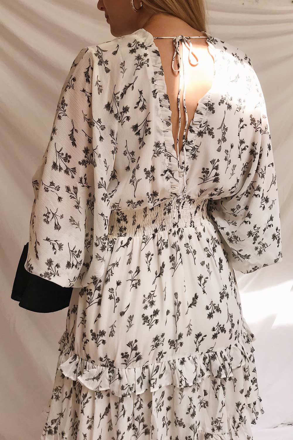 Joanie White Puffy Sleeve Floral Dress | Boutique 1861 model back