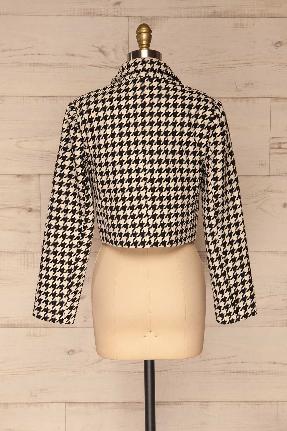 Johnstone Black & White Houndstooth Coat | La petite garçonne back view