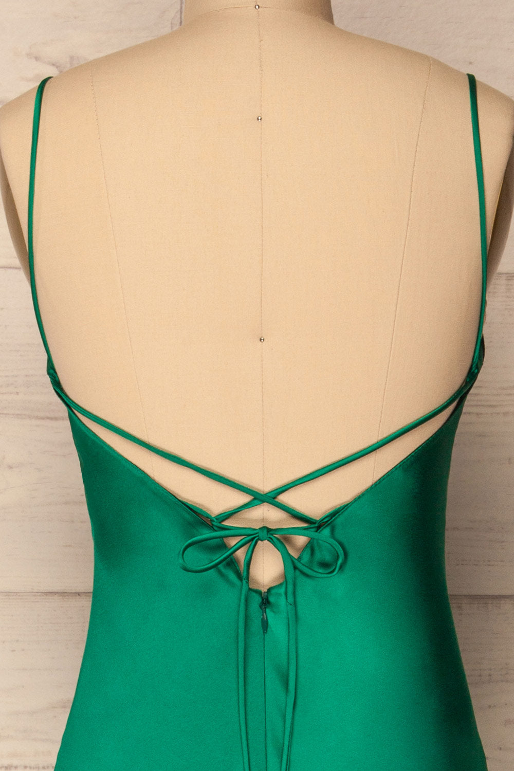 Jude Vert | Robe Maxi Licou en Satin à Dos Ouvert