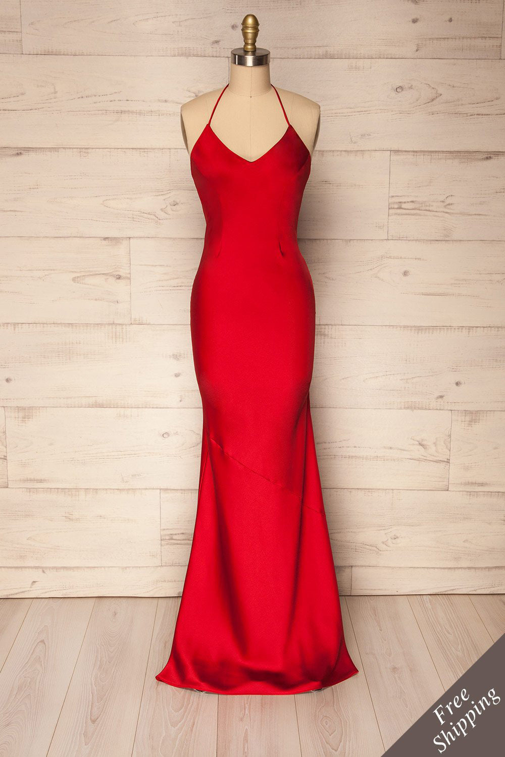 Jude Red Silky Halter Dress | La petite garçonne Chpt. 2
