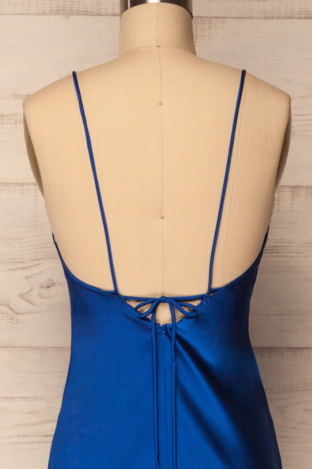 Jude Bleu Royal | Robe Maxi Licou en Satin à Dos Ouvert