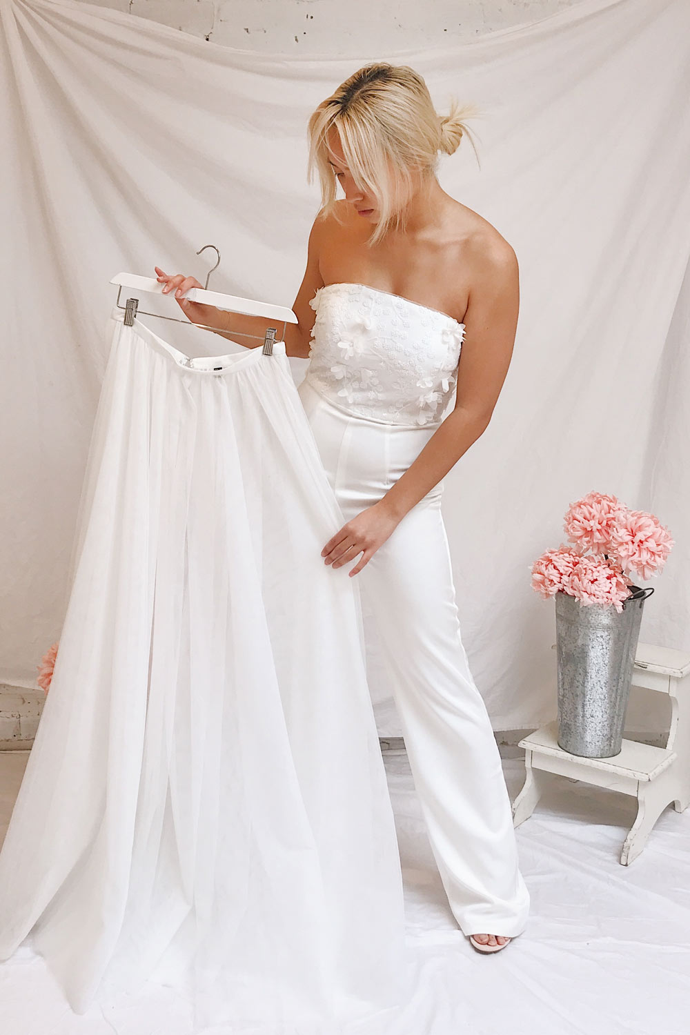 Plaisance Bridal Jumpsuit w/ Removable Tulle Skirt | Boudoir 1861 model