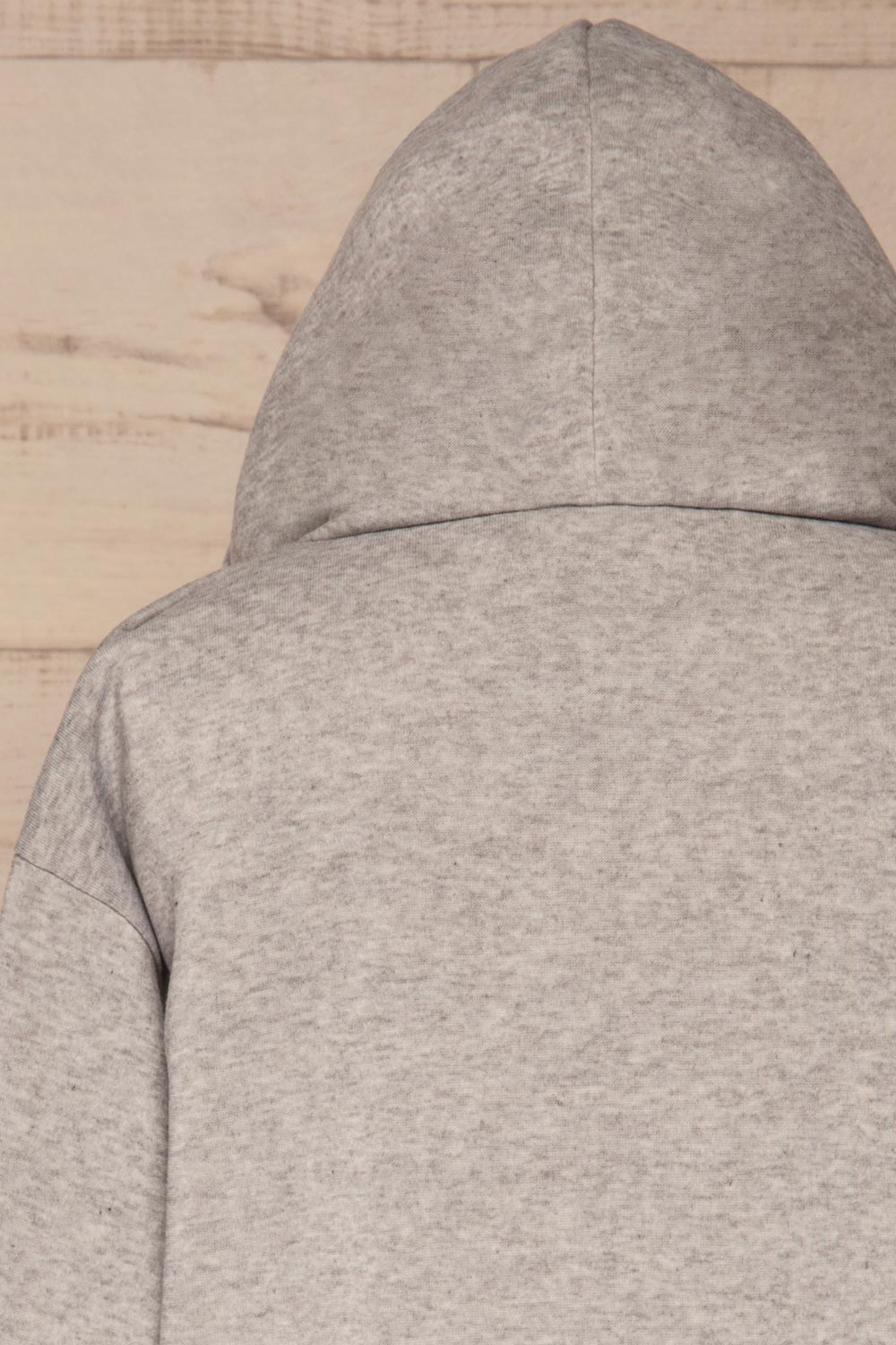 Juxue Fog Grey Hoodie | La petite garçonne back close up hood