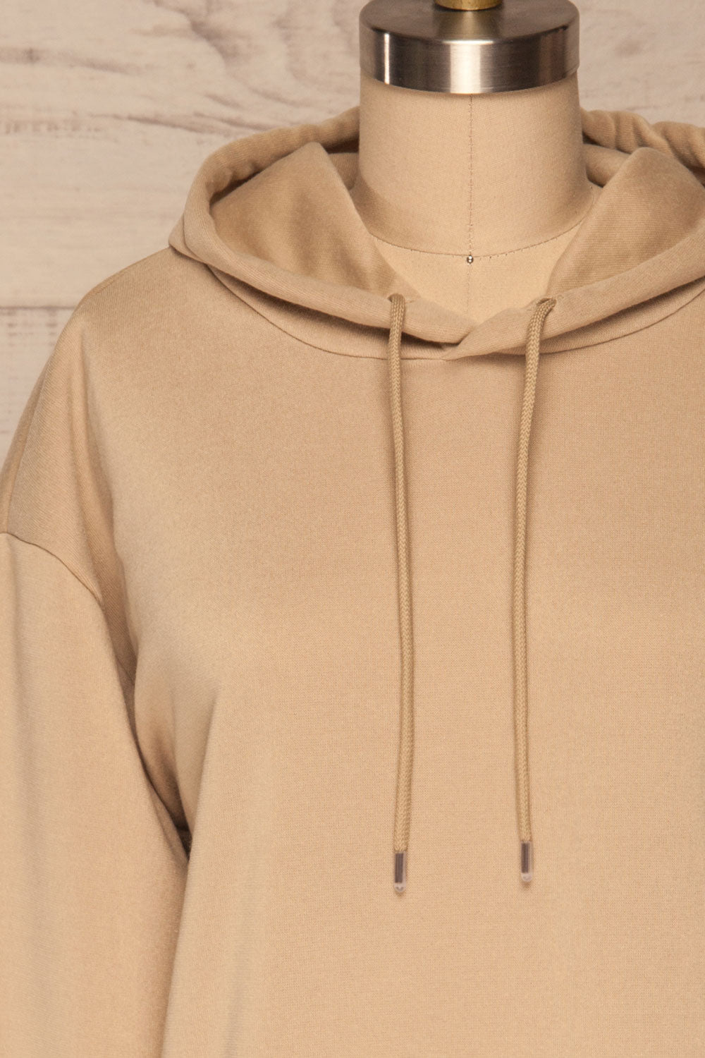 Juxue Sand Beige Hoodie | La petite garçonne front close up