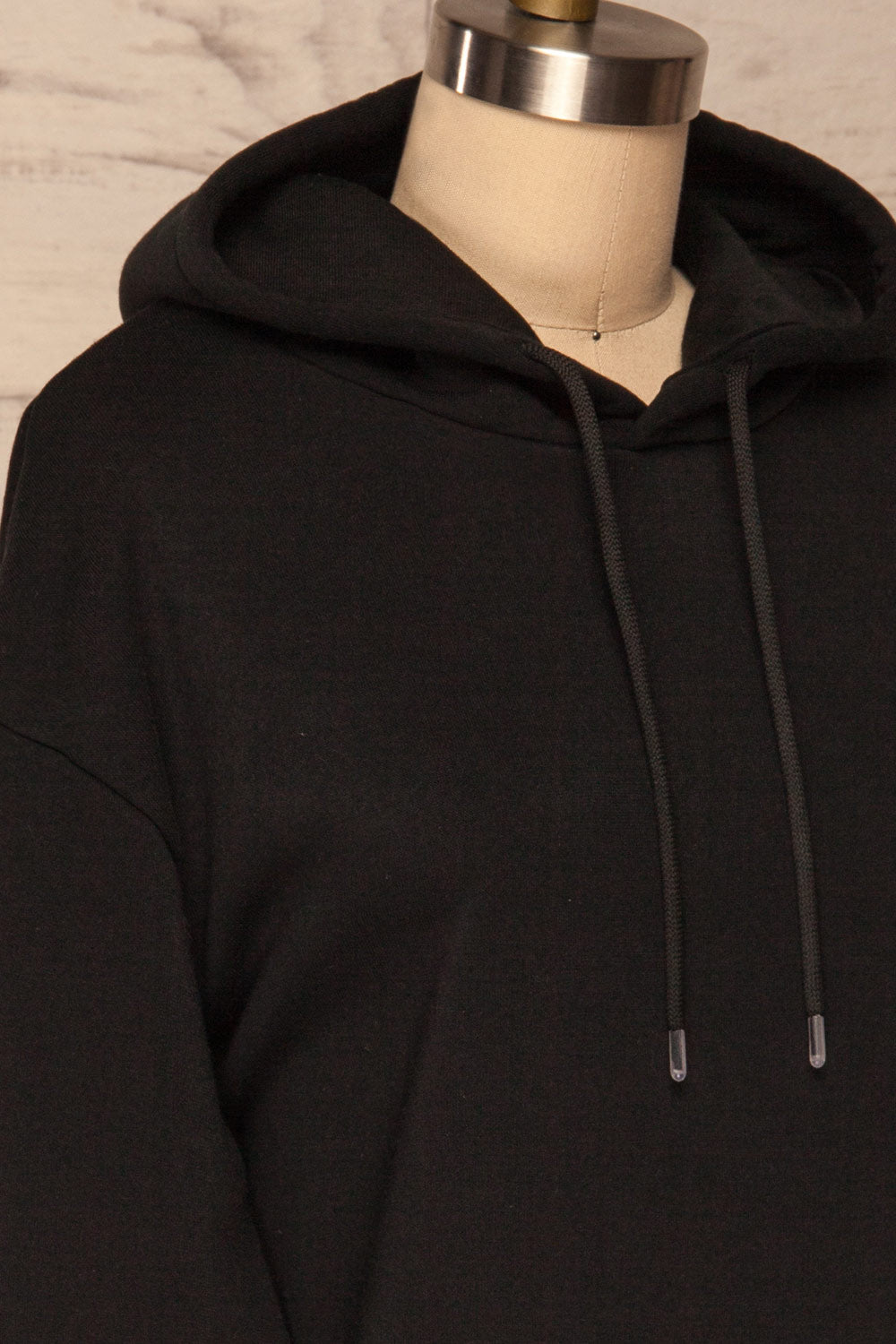 Juxue Smoke Black Oversized Hoodie | La petite garçonne side close up