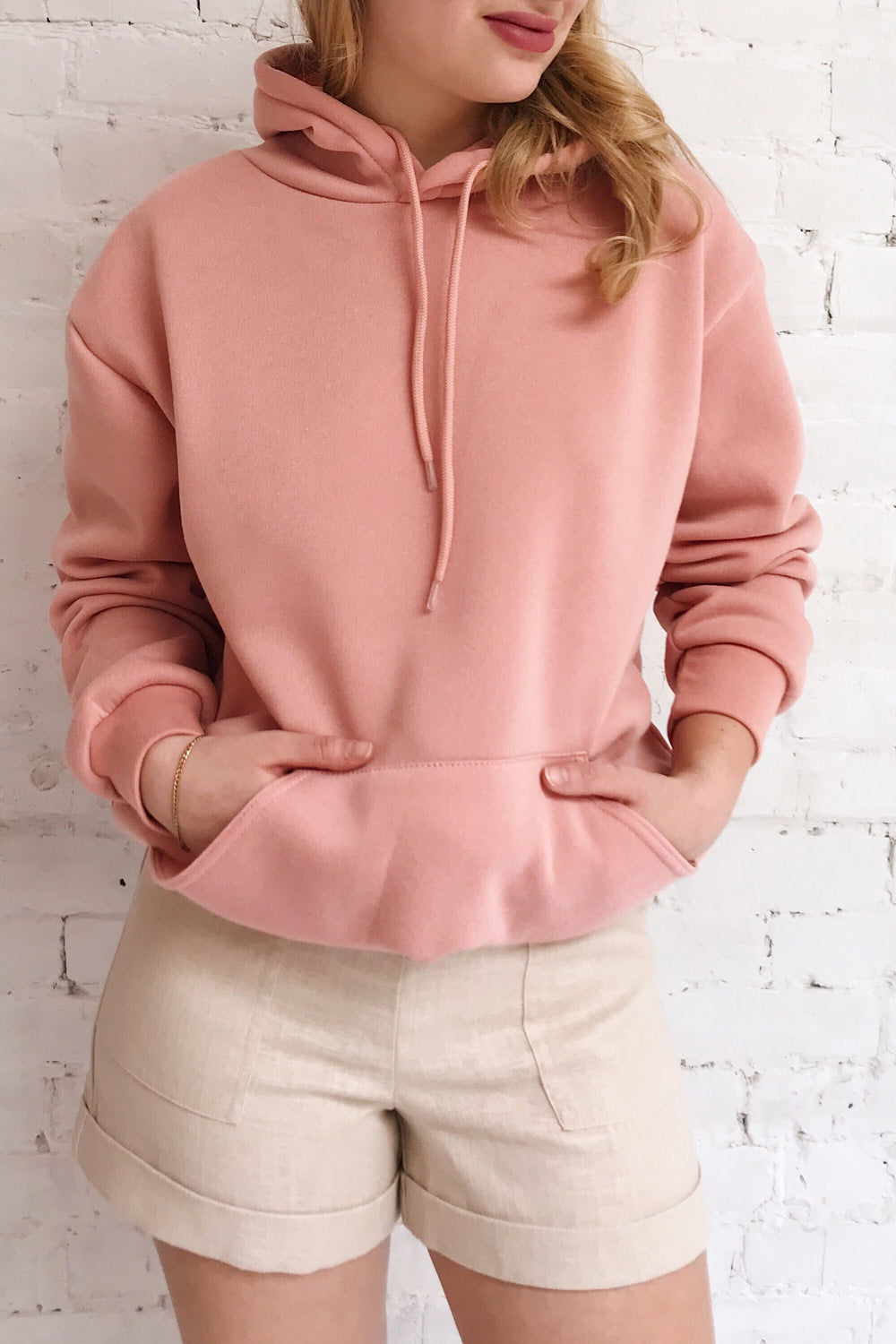 Juxue Petal Pink Oversized Hoodie | La petite garçonne on model