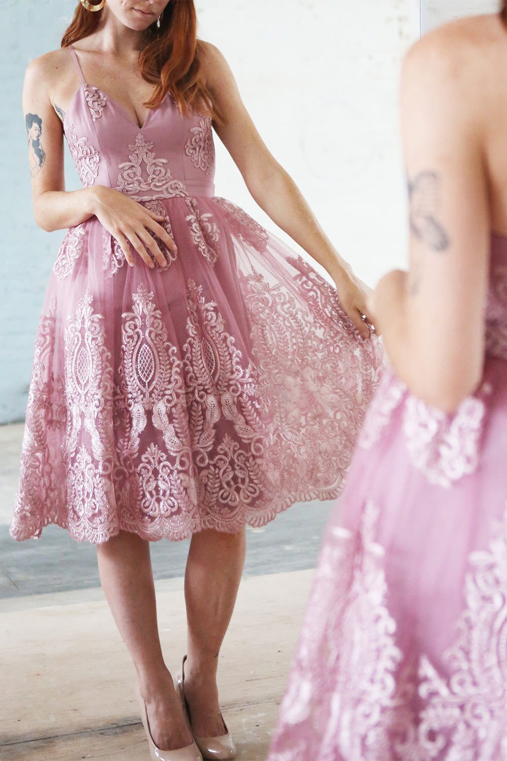 Jyn Rosé | Lilac Embroidered Dress