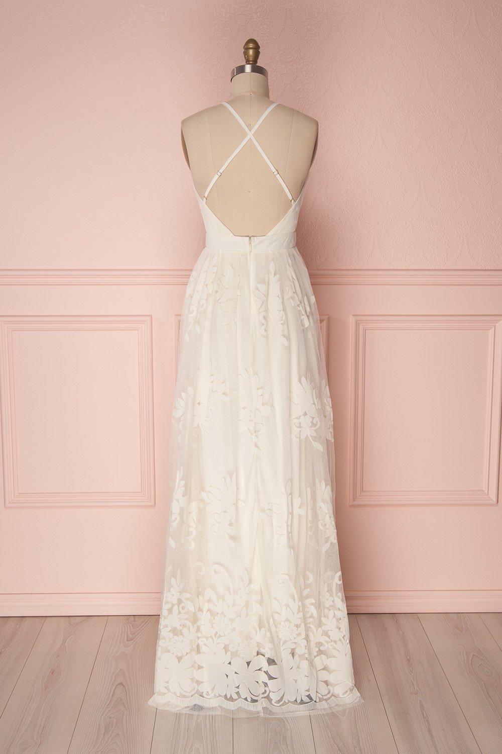 Kailania Neige | Robe Maxi Fleurie à Décolleté Plongeant