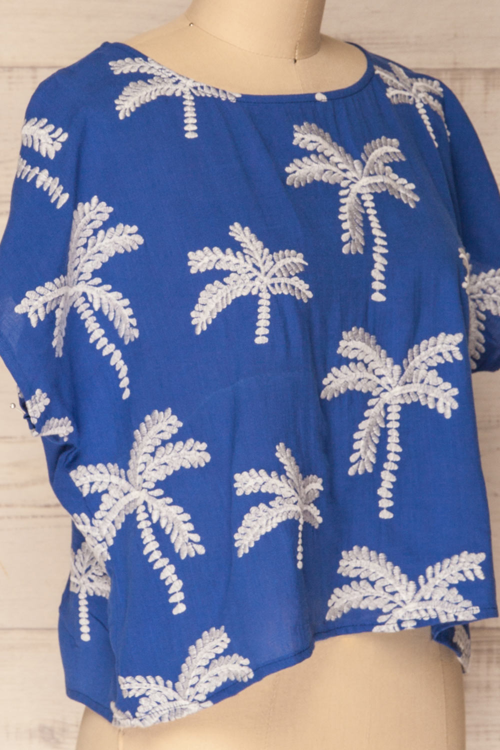 Kalafatis Oversized Blue Crop Top with Palm Trees | La Petite Garçonne 5