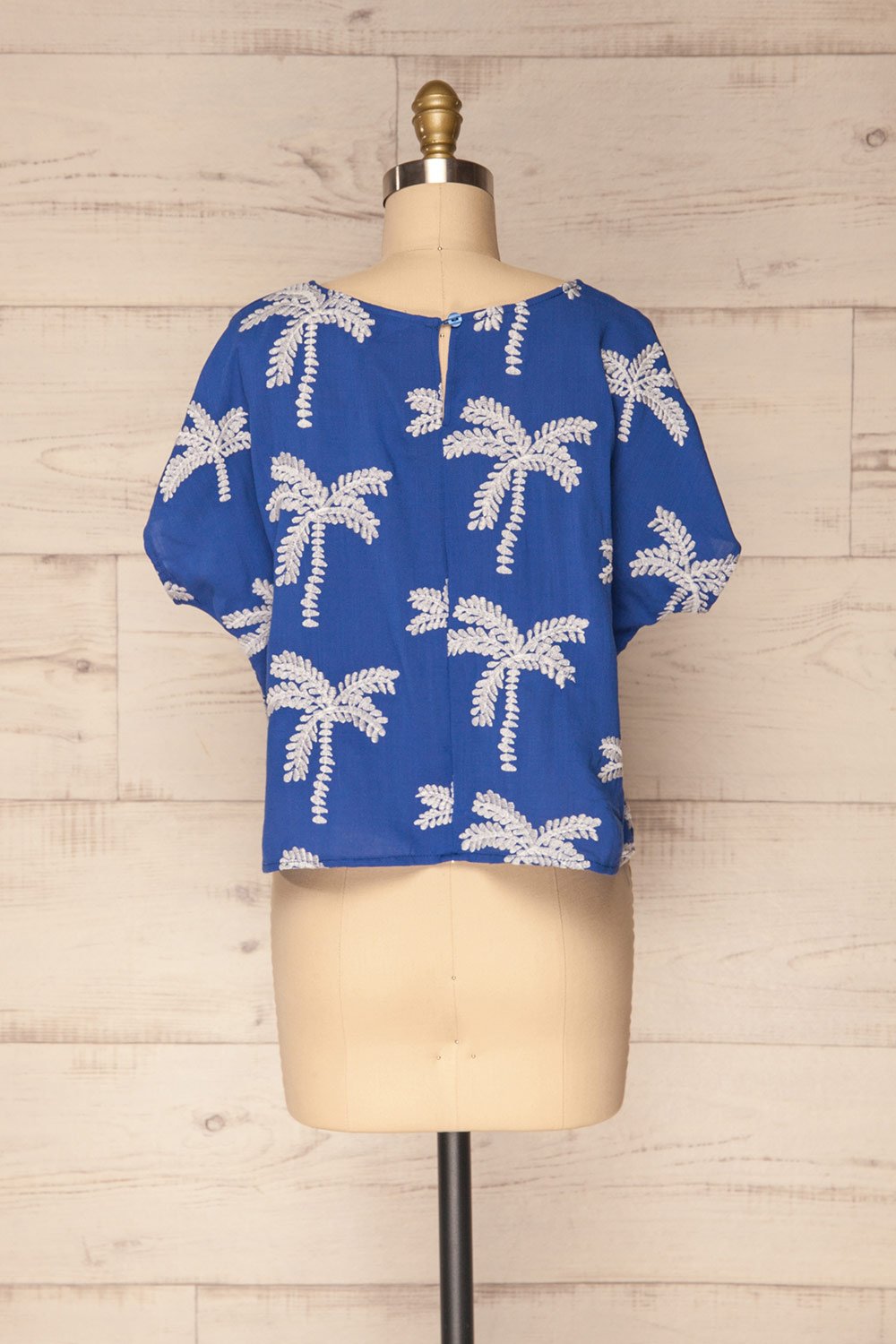 Kalafatis Oversized Blue Crop Top with Palm Trees | La Petite Garçonne 6