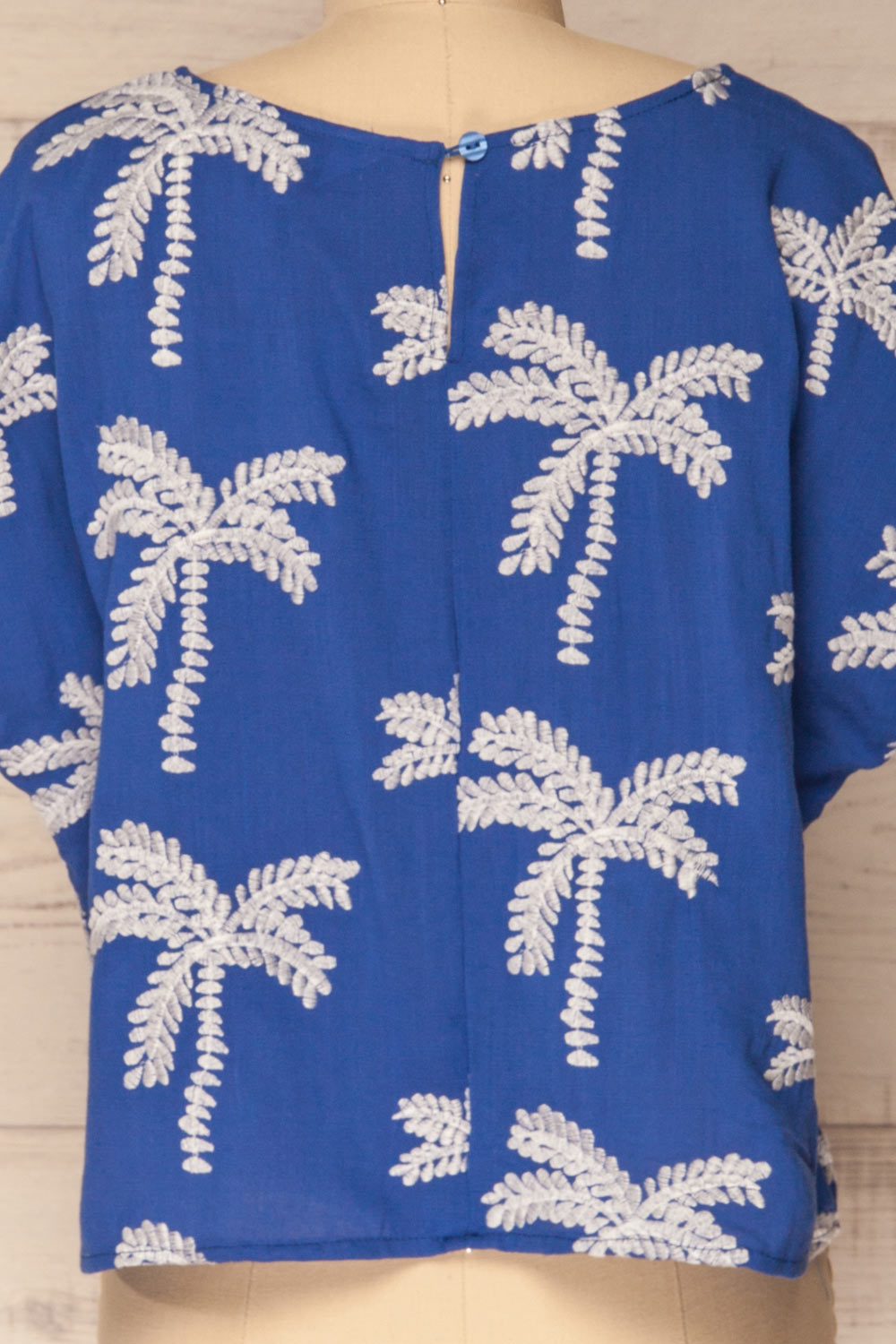 Kalafatis Oversized Blue Crop Top with Palm Trees | La Petite Garçonne 7