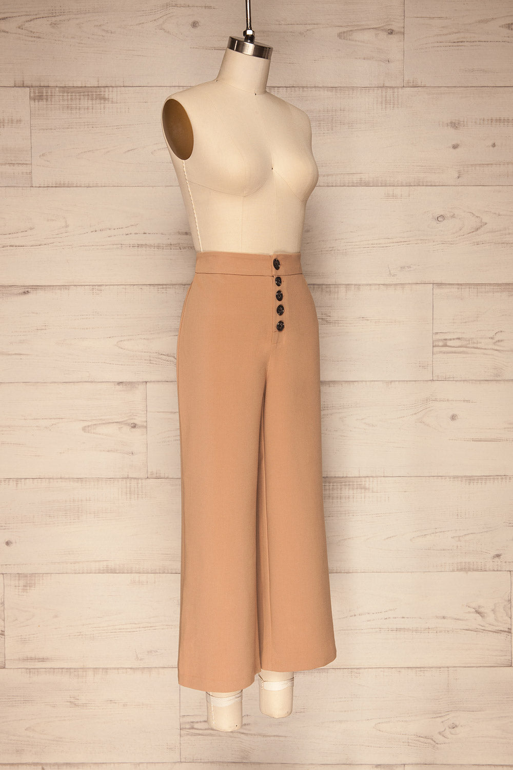 Kalisz Sand Taupe High-Waisted Pants side view | La Petite Garçonne