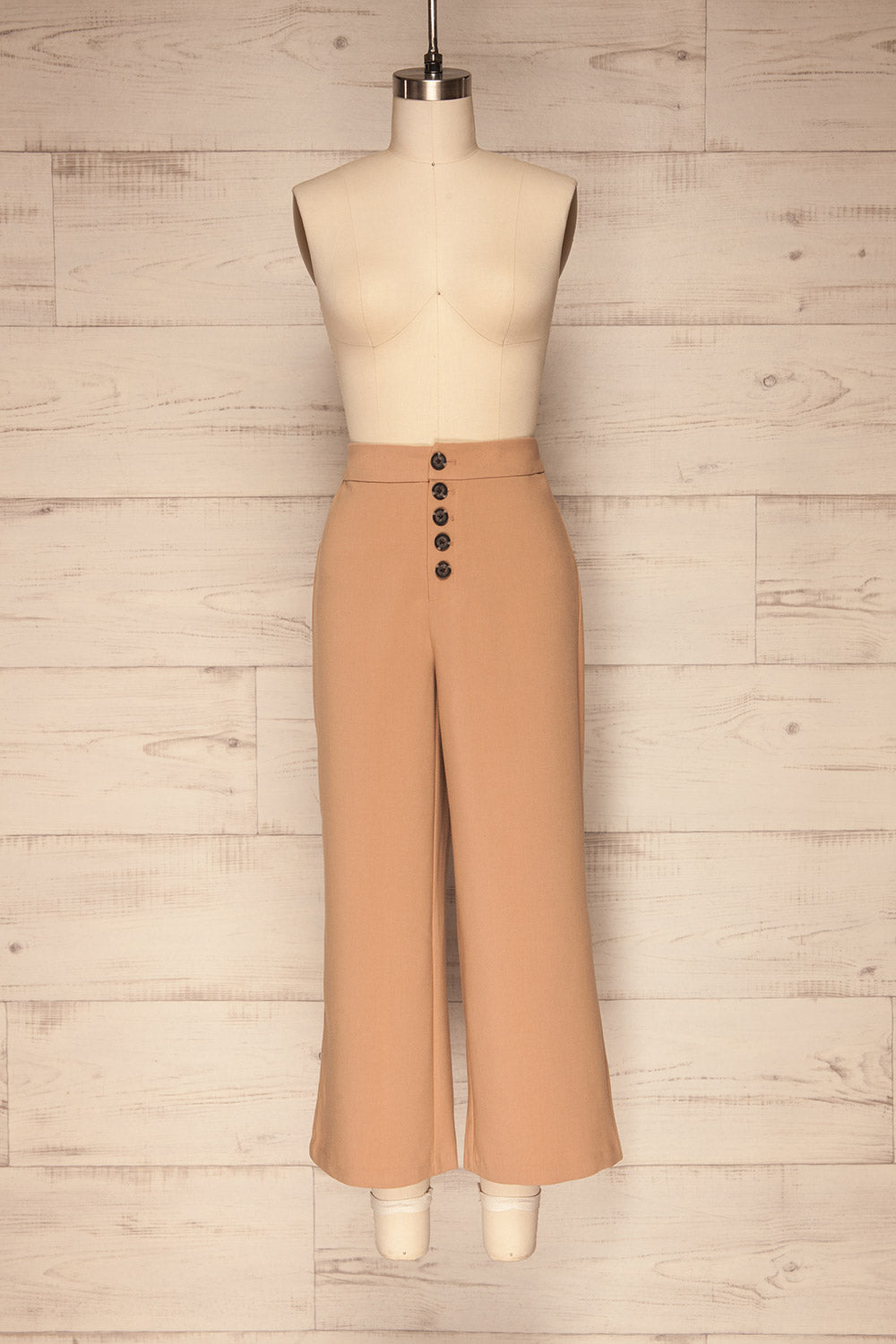 Kalisz Sand Taupe High-Waisted Pants front view | La Petite Garçonne