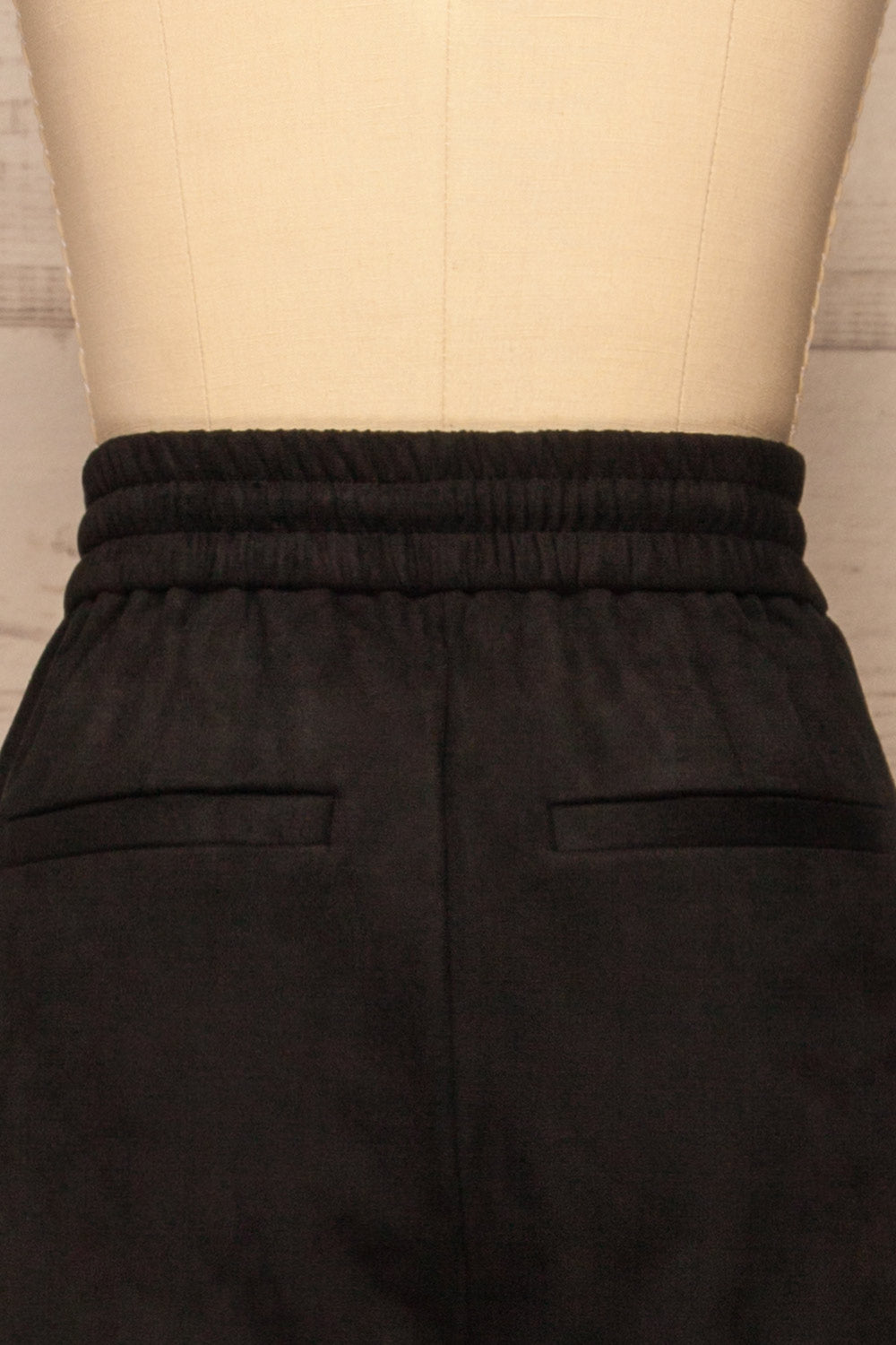 Kamariotissa Black Straight Leg Pants | La petite garçonne back close-up