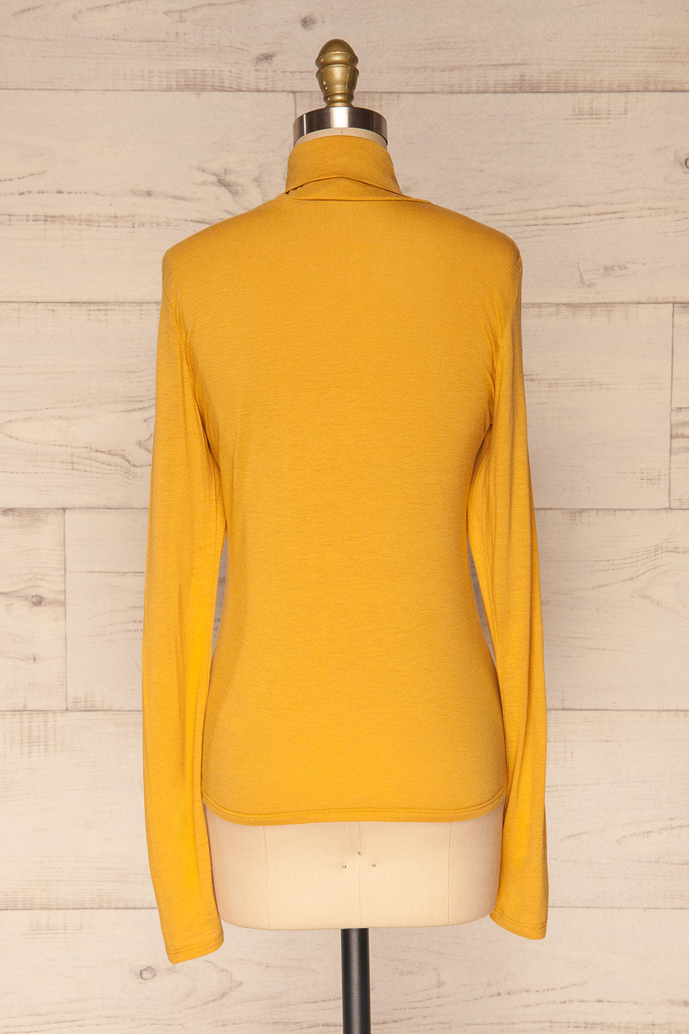 Kamien Citrine Mustard Yellow Turtleneck Top | BACK VIEW | La Petite Garçonne