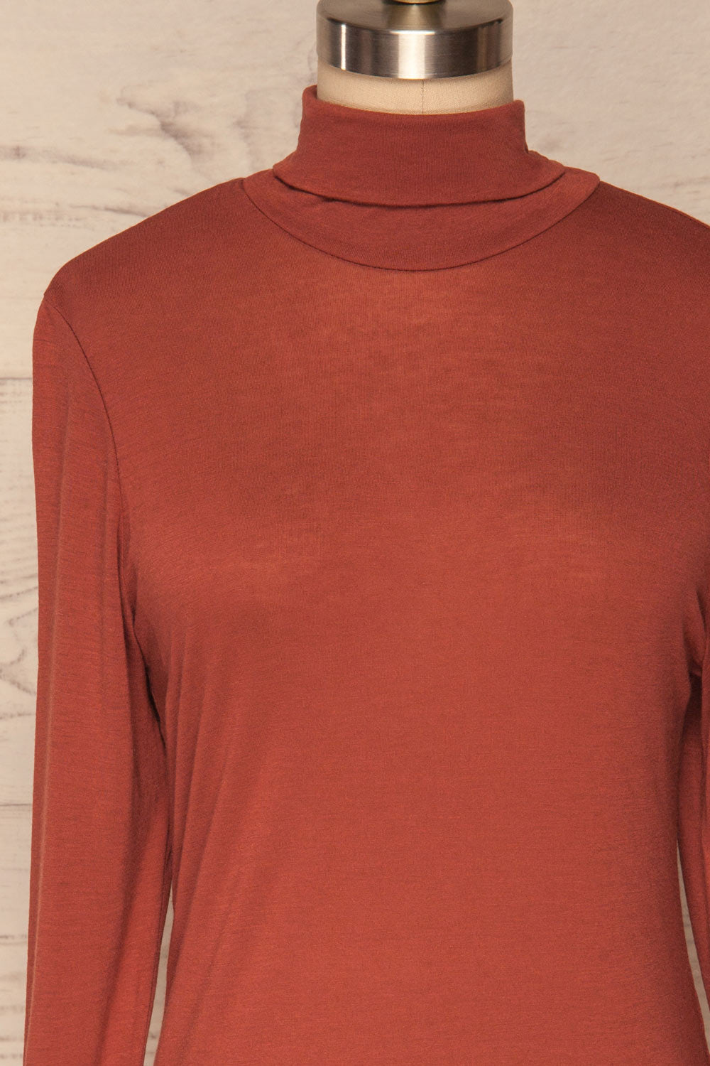 Kamien Coraline Rust Orange Turtleneck Top| FRONT CLOSE UP | La Petite Garçonne